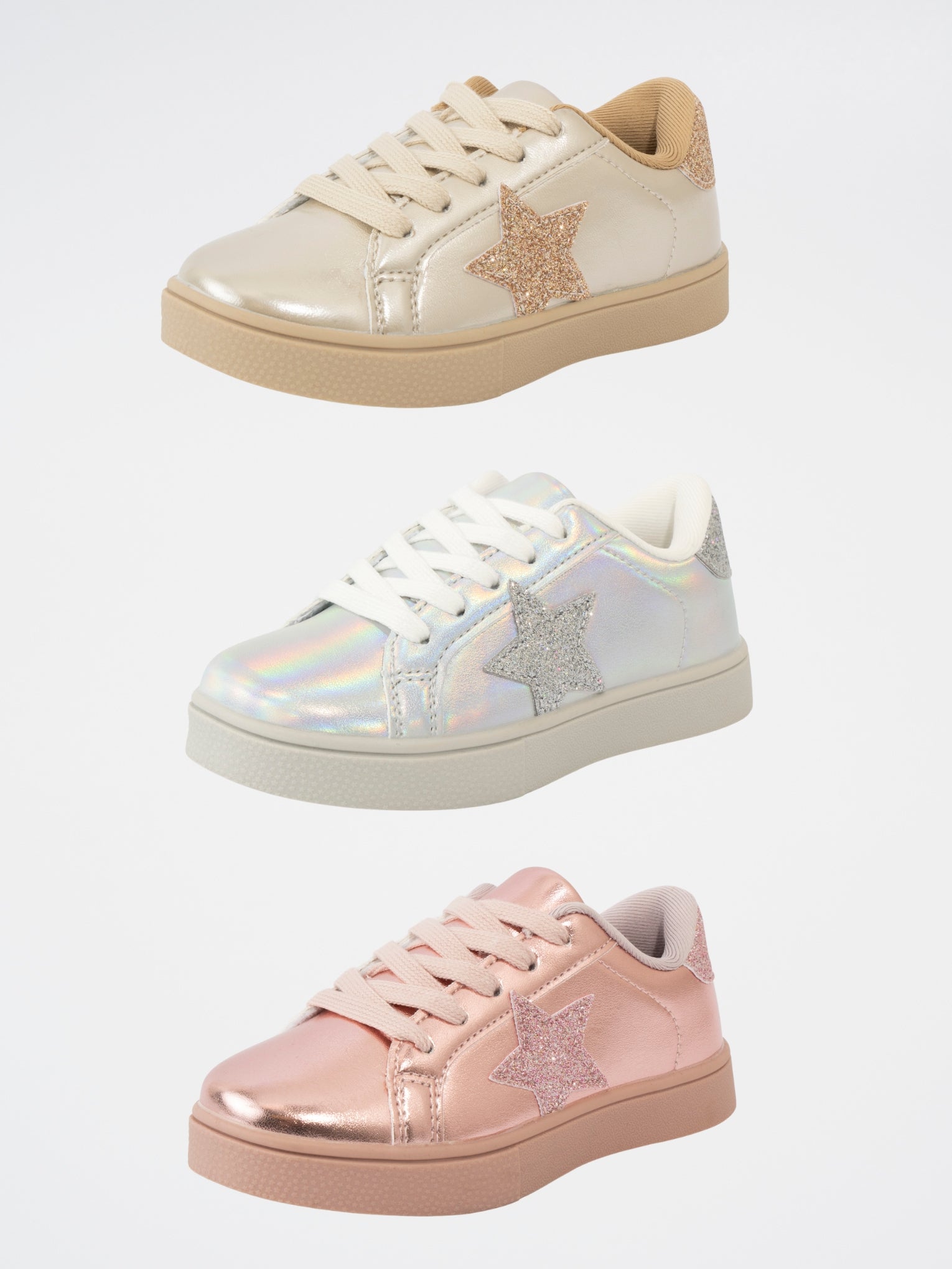 Girls' Sparkle Star Sneaker - Metallic Pink - Marie Nicole Clothing