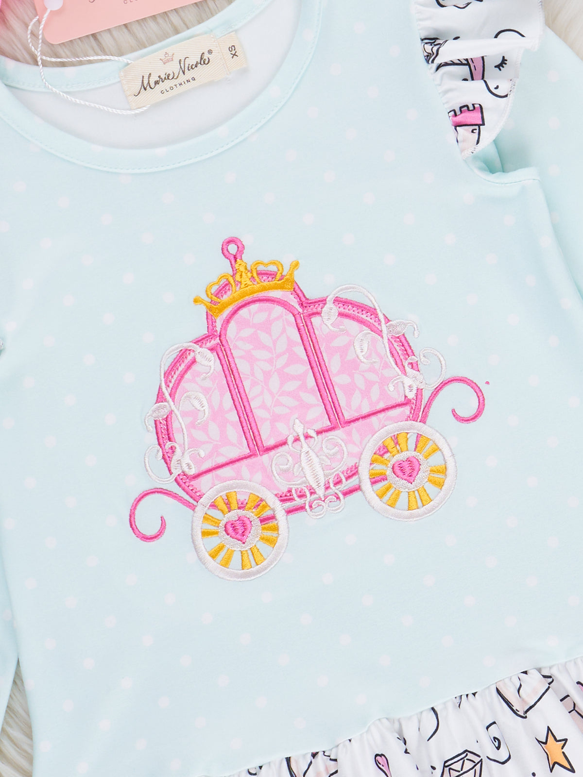 Pink & Light Blue Princess Carriage Ruffle Outfit - Marie Nicole Clothing