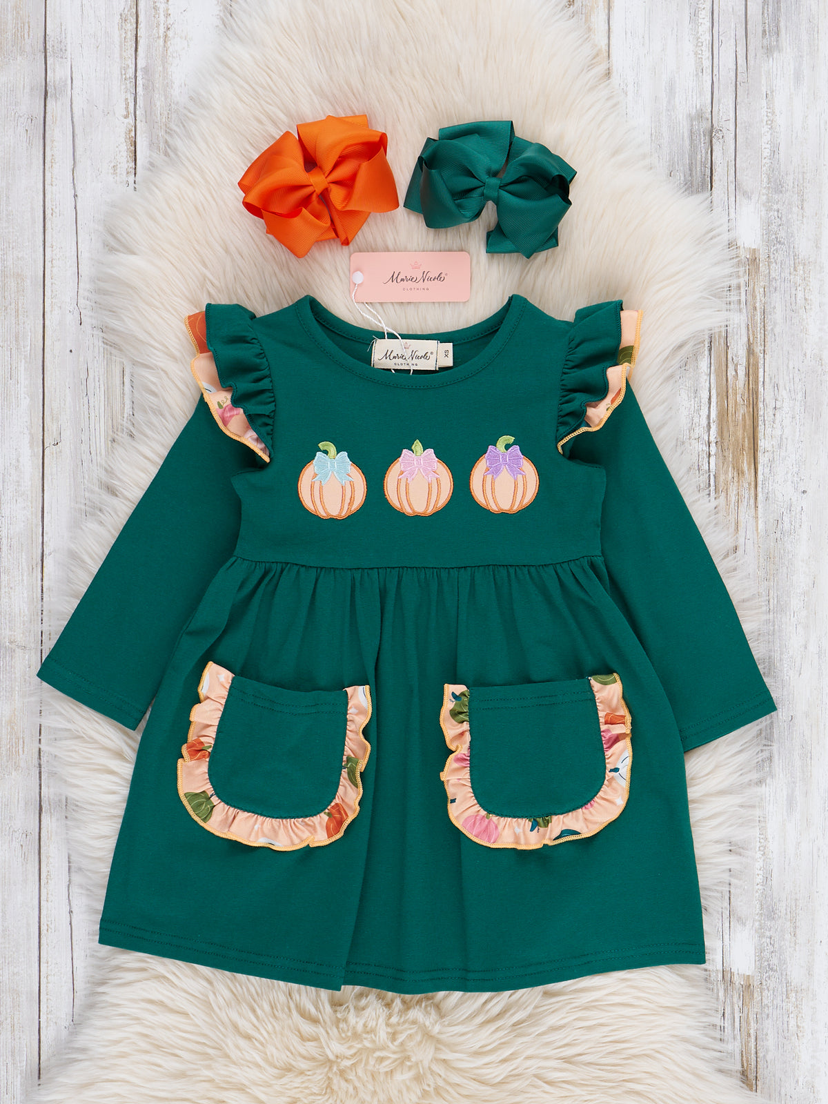 Pick of the Patch Ruffle Dress - Marie Nicole Clothing