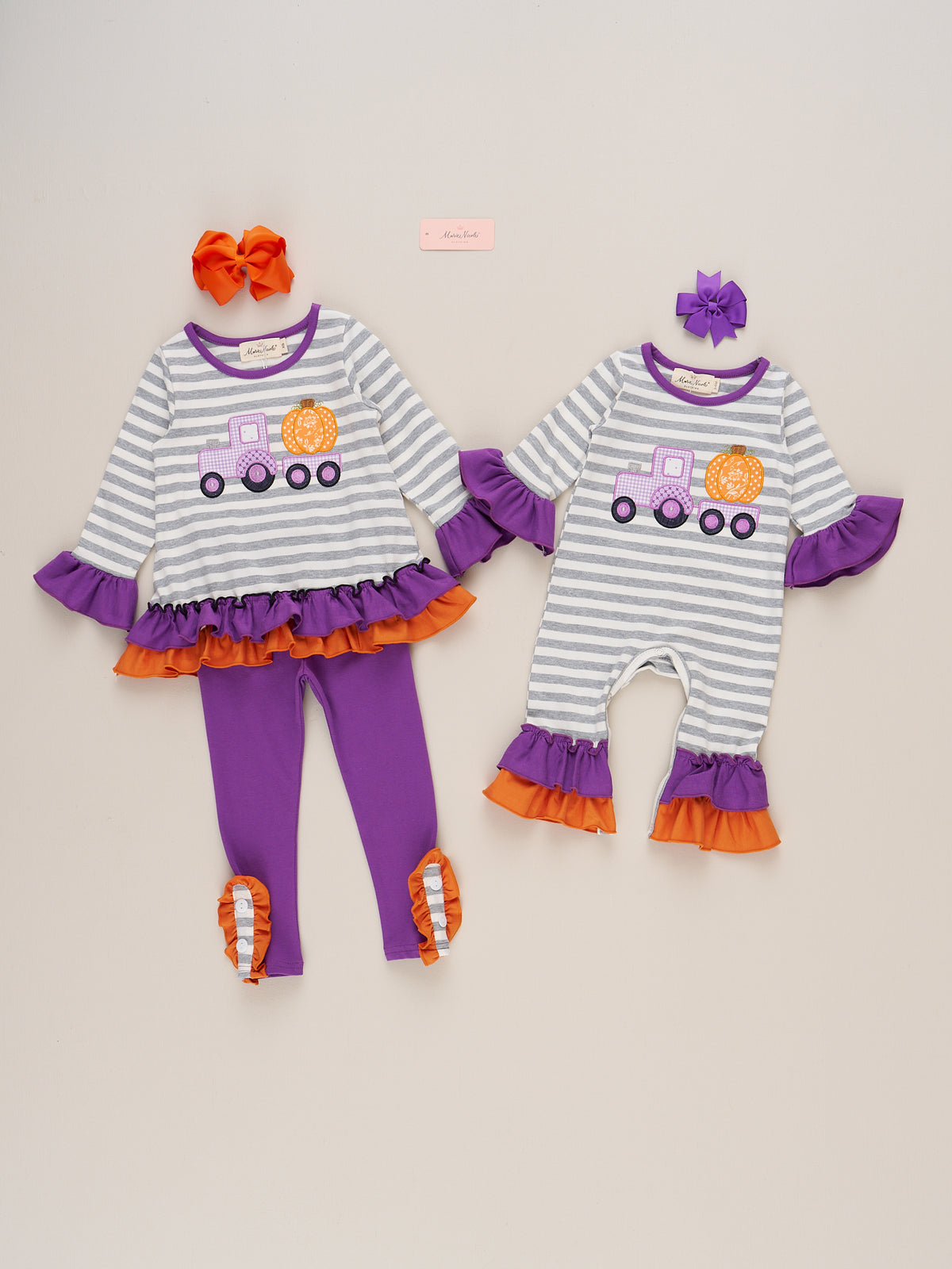 Pumpkin Haulin’ Cutie Ruffle Outfit - Marie Nicole Clothing
