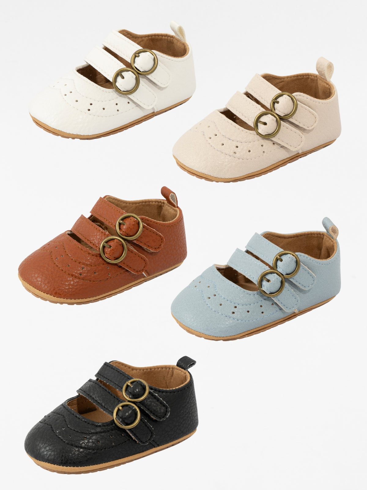 Double Buckle Mary Jane Baby Shoe Neutral - Marie Nicole Clothing