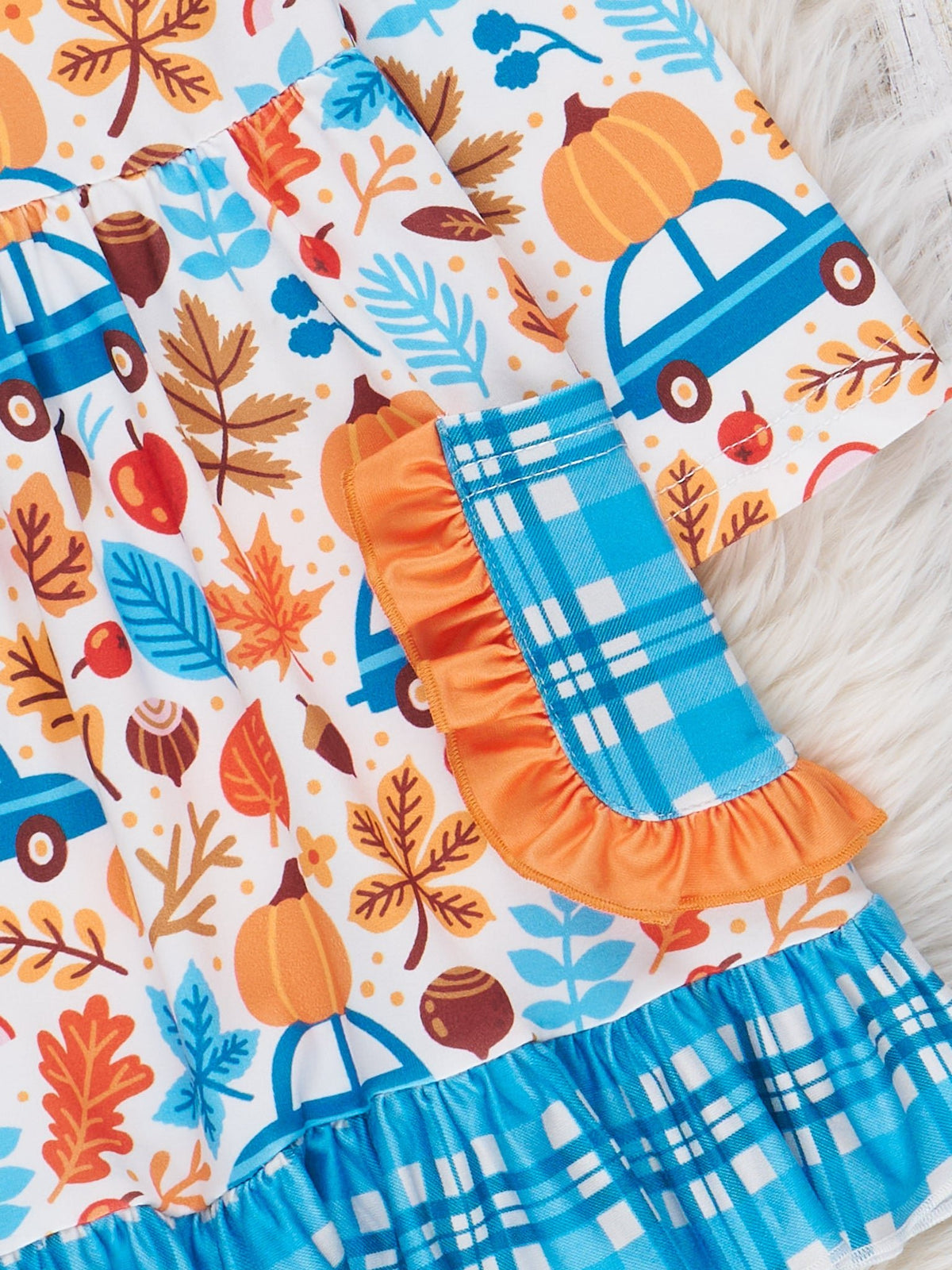Pumpkin Posy Pickup Plaid Dress - Marie Nicole Clothing