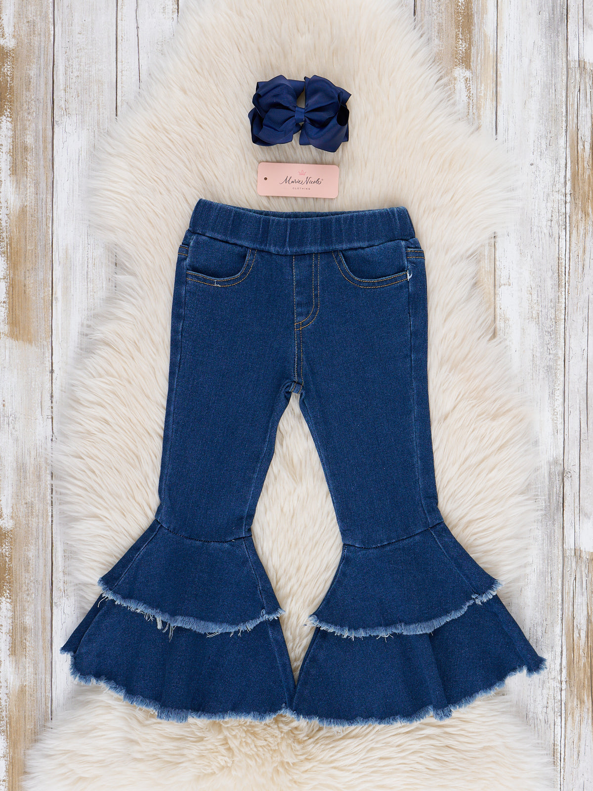 Blue Tiered Denim Bell Bottoms - Marie Nicole Clothing