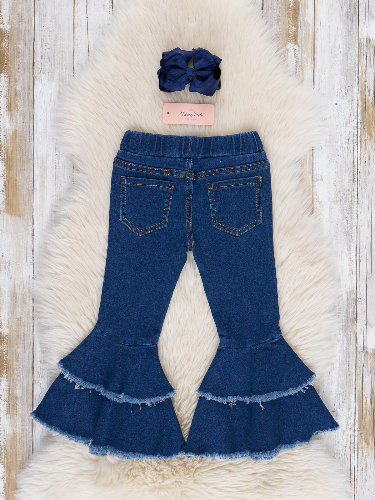 Blue Tiered Denim Bell Bottoms - Marie Nicole Clothing