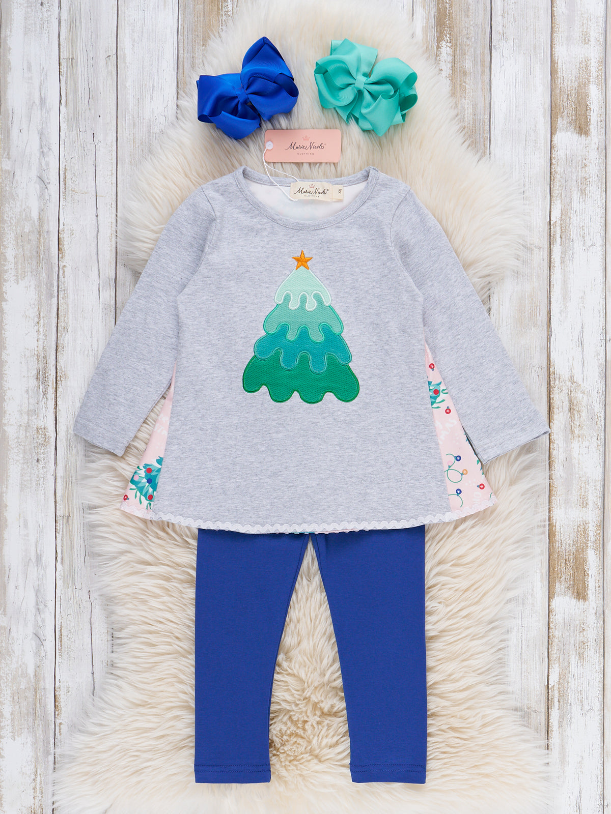 Christmas Cheer Tree Embroidered Outfit - Marie Nicole Clothing