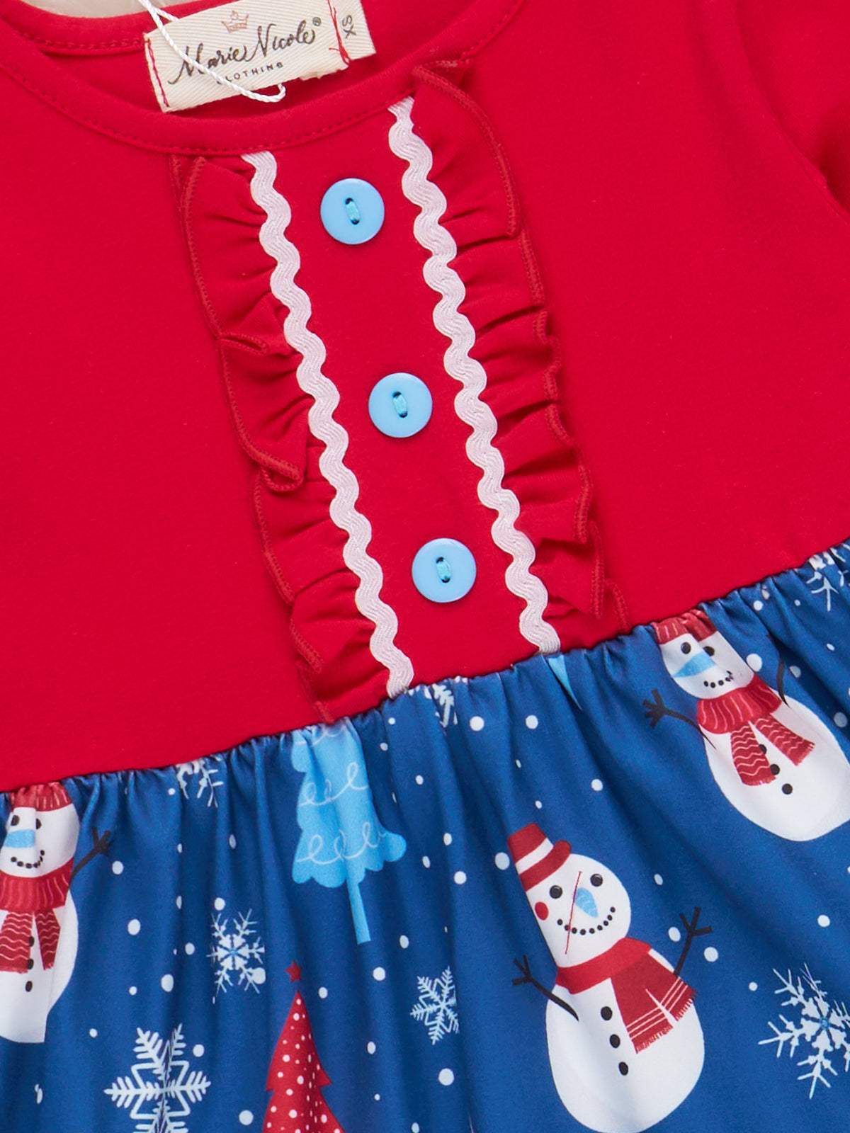 Merry Little Snowman Ruffle Dress - Marie Nicole Clothing