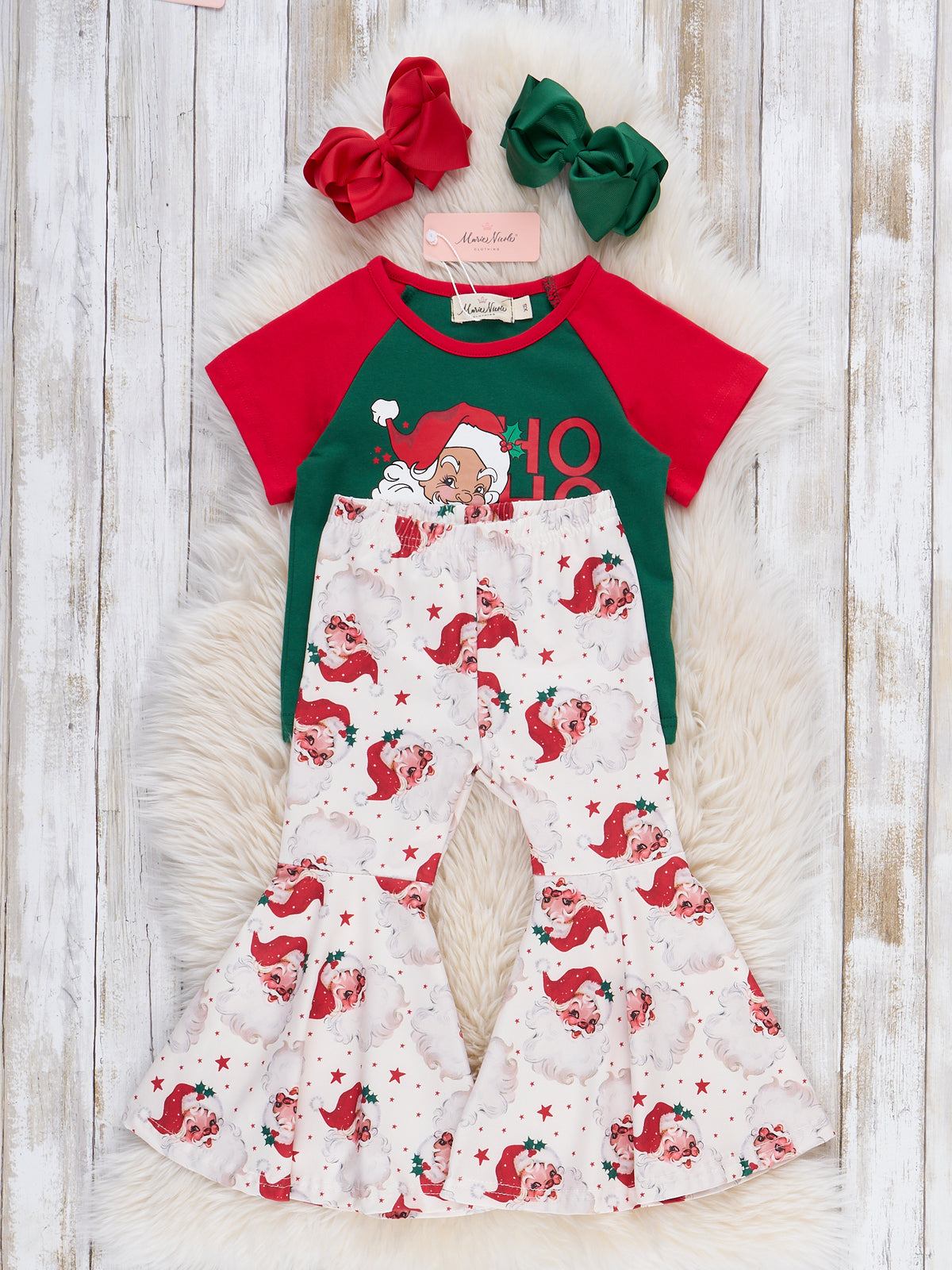Holiday Ho Ho Ho Bell Bottom Outfit - Marie Nicole Clothing