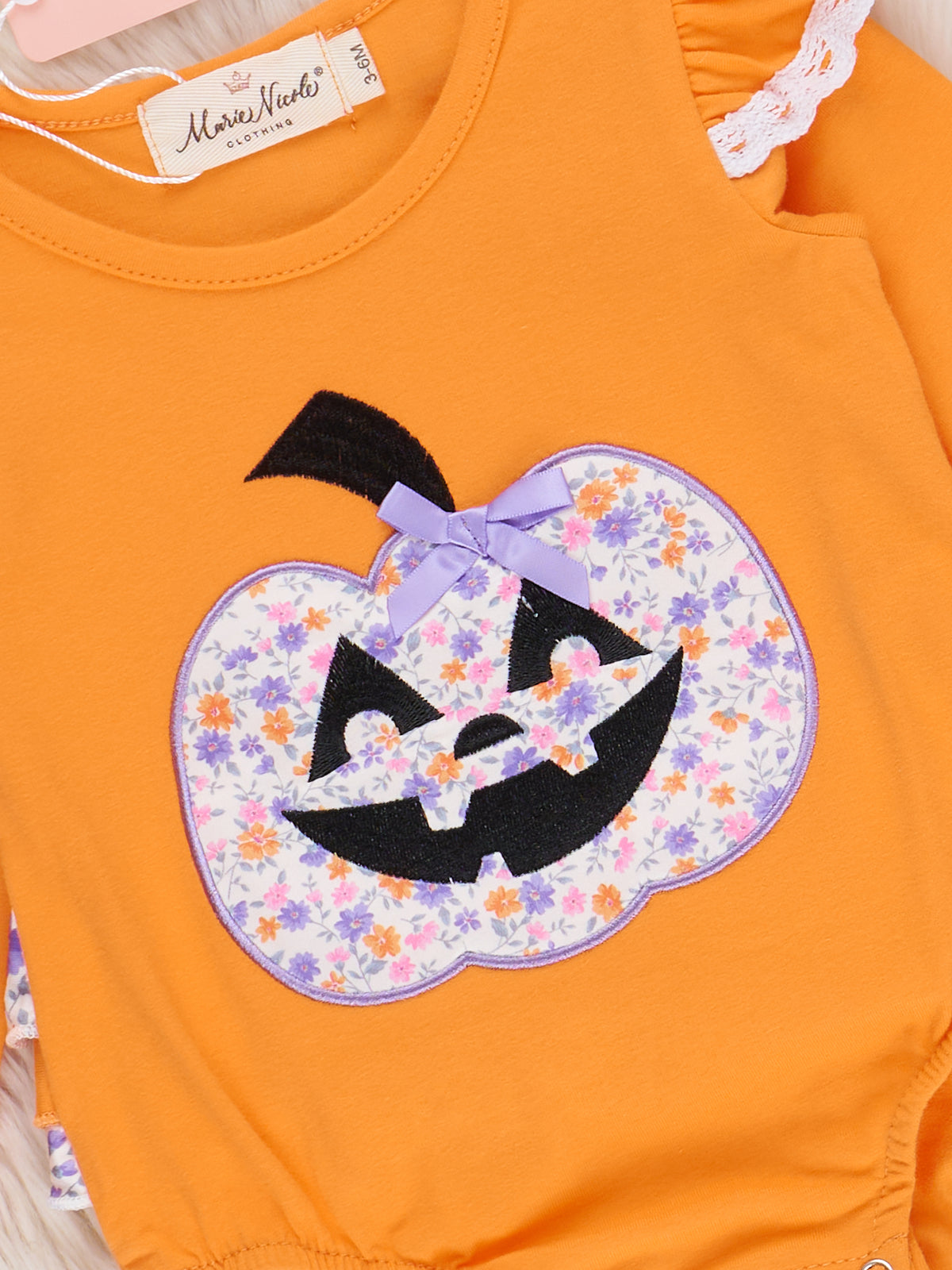 Pumpkin Petal Patch Ruffle Bubble Romper - Marie Nicole Clothing