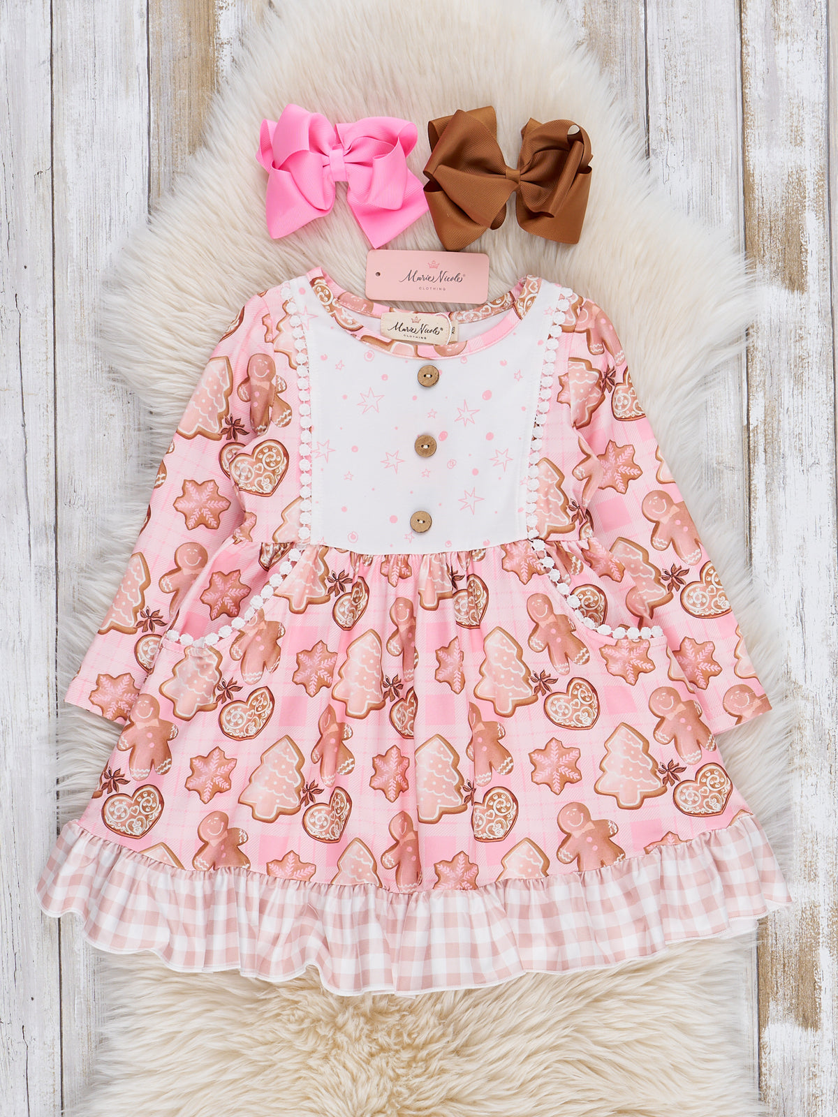 Holiday Sugar Cookies Ruffle Dress - Marie Nicole Clothing