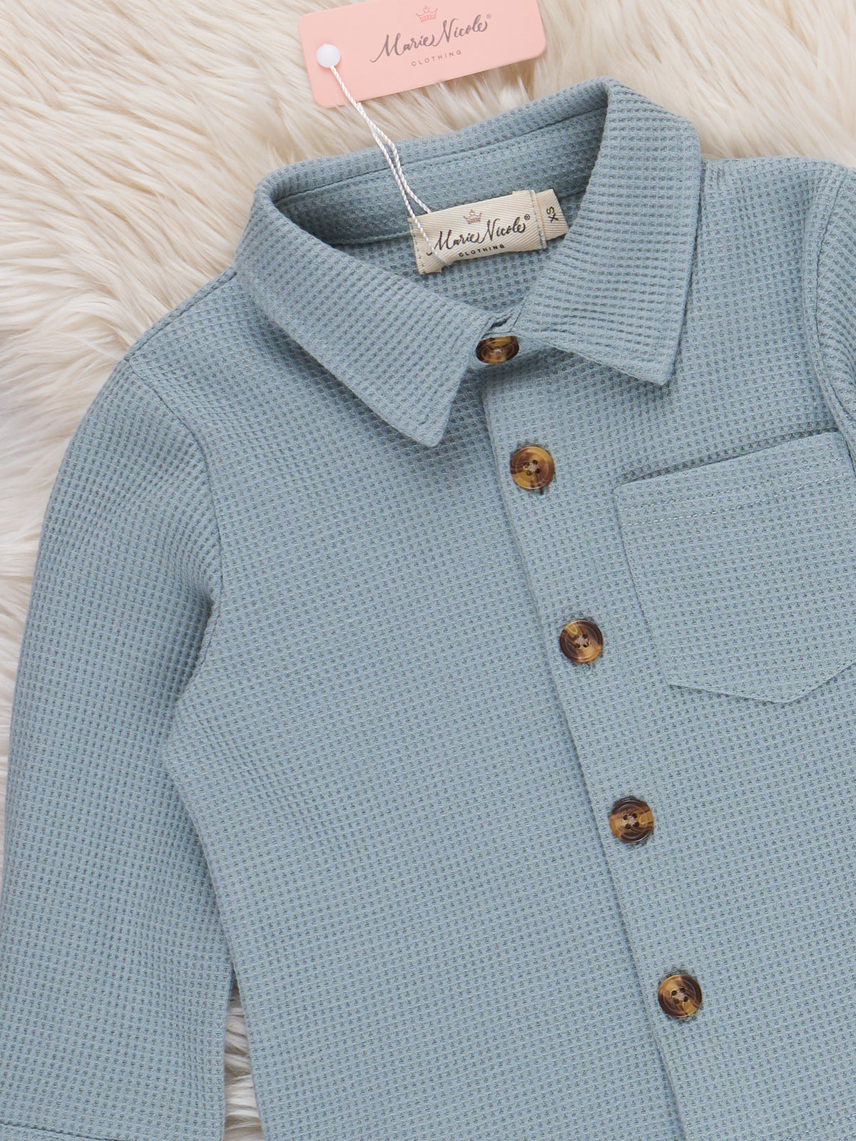 Little Gent Button-Up Shirt - Blue - Marie Nicole Clothing