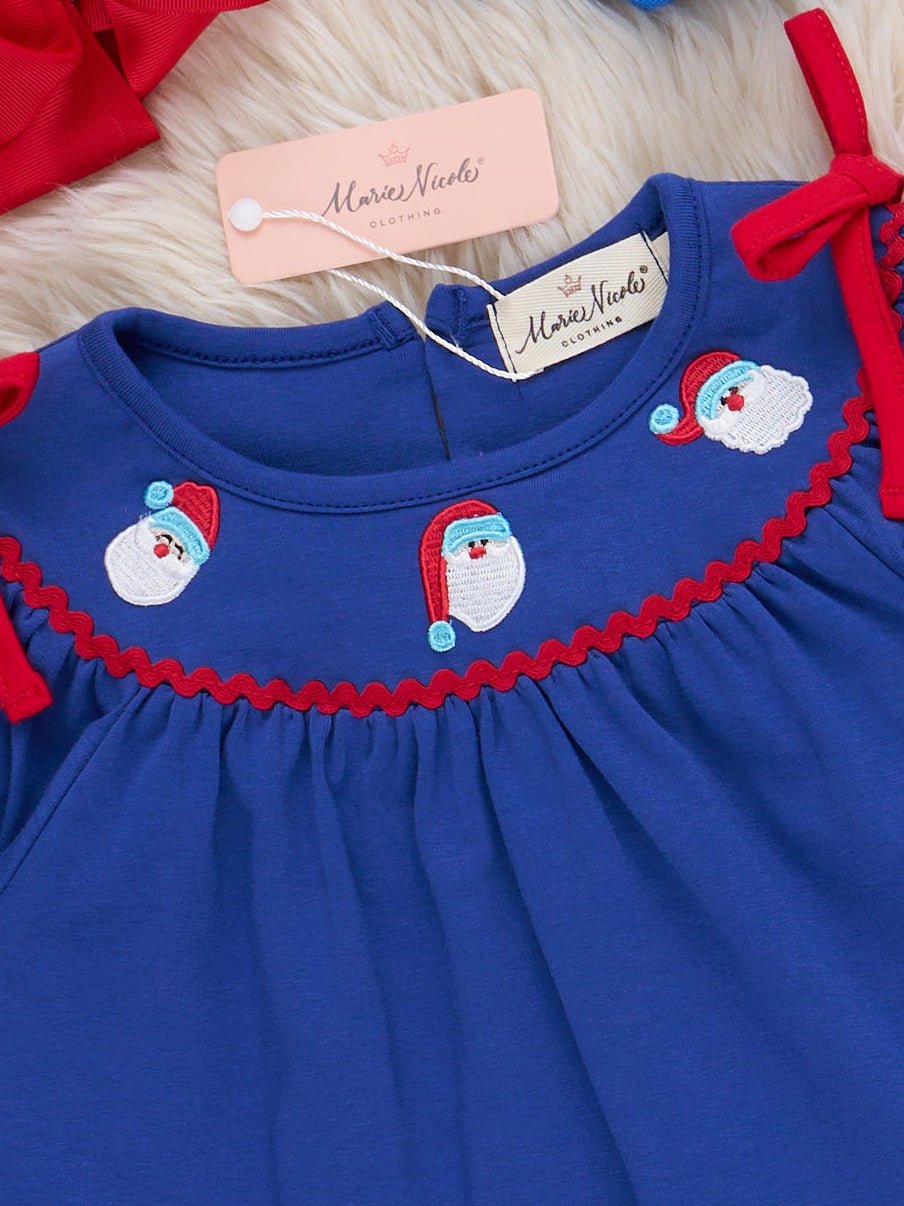 Santa Parade Embroidered Ruffle Dress - Marie Nicole Clothing