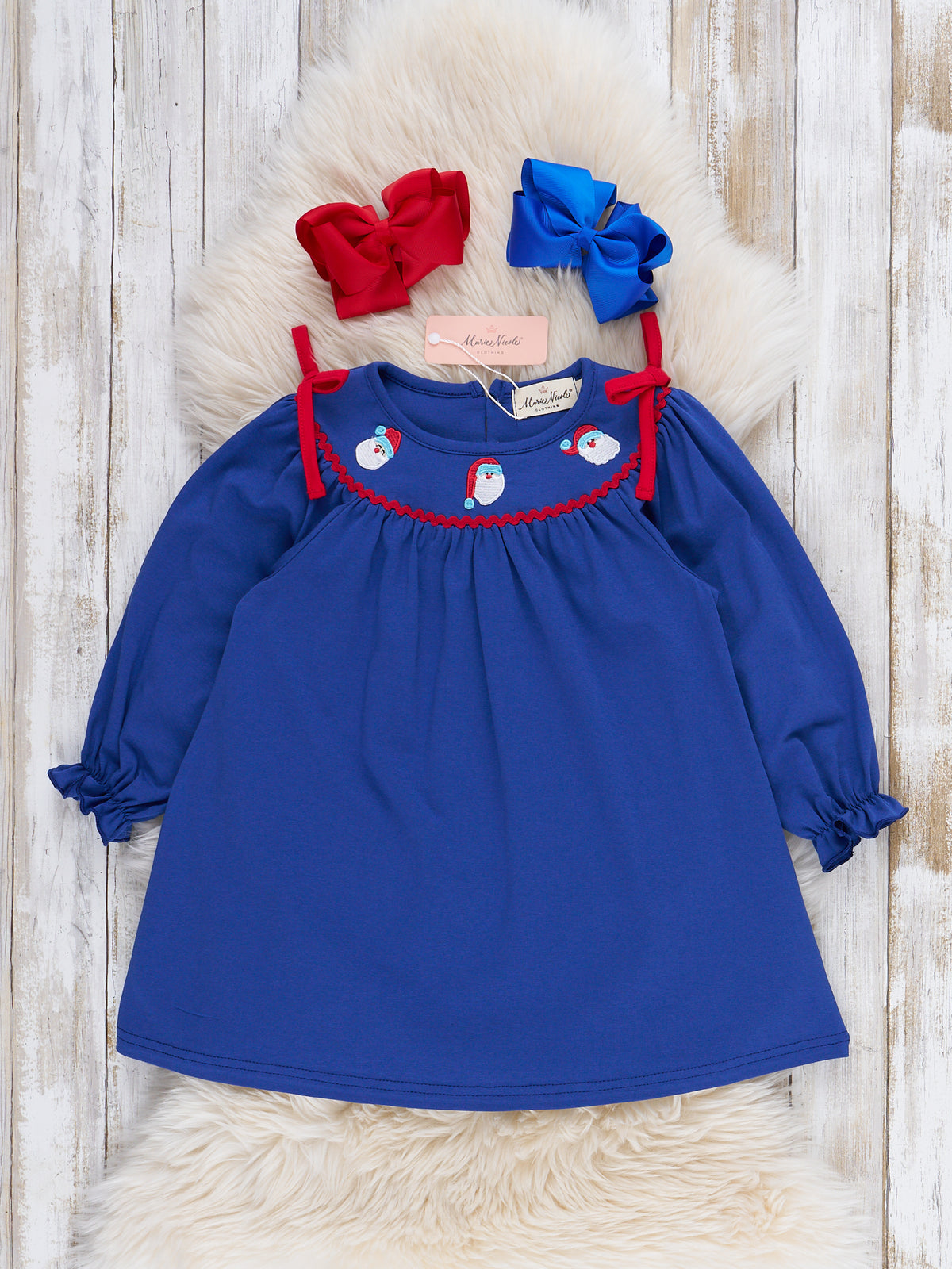 Santa Parade Embroidered Ruffle Dress - Marie Nicole Clothing