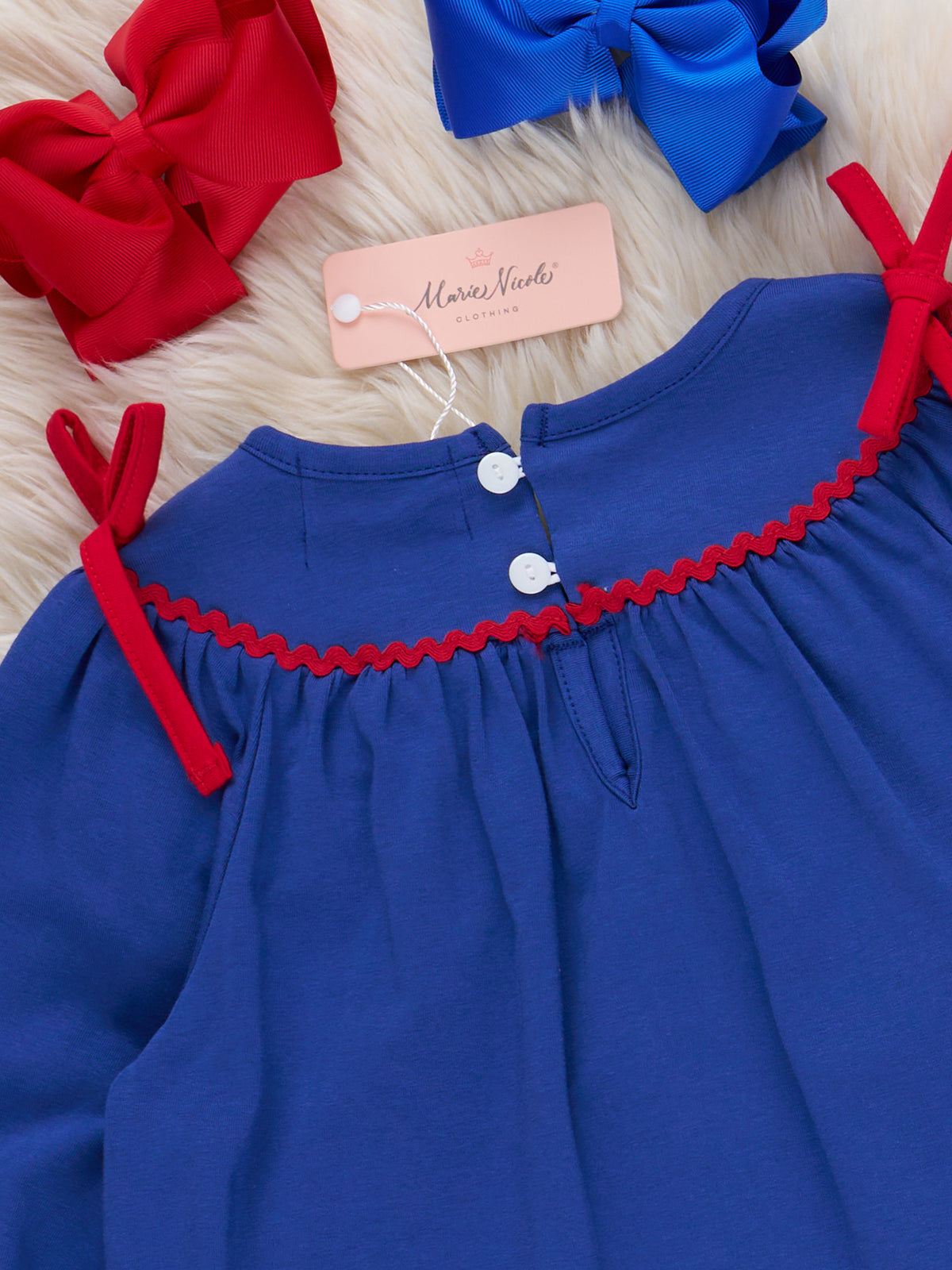 Santa Parade Embroidered Ruffle Dress - Marie Nicole Clothing