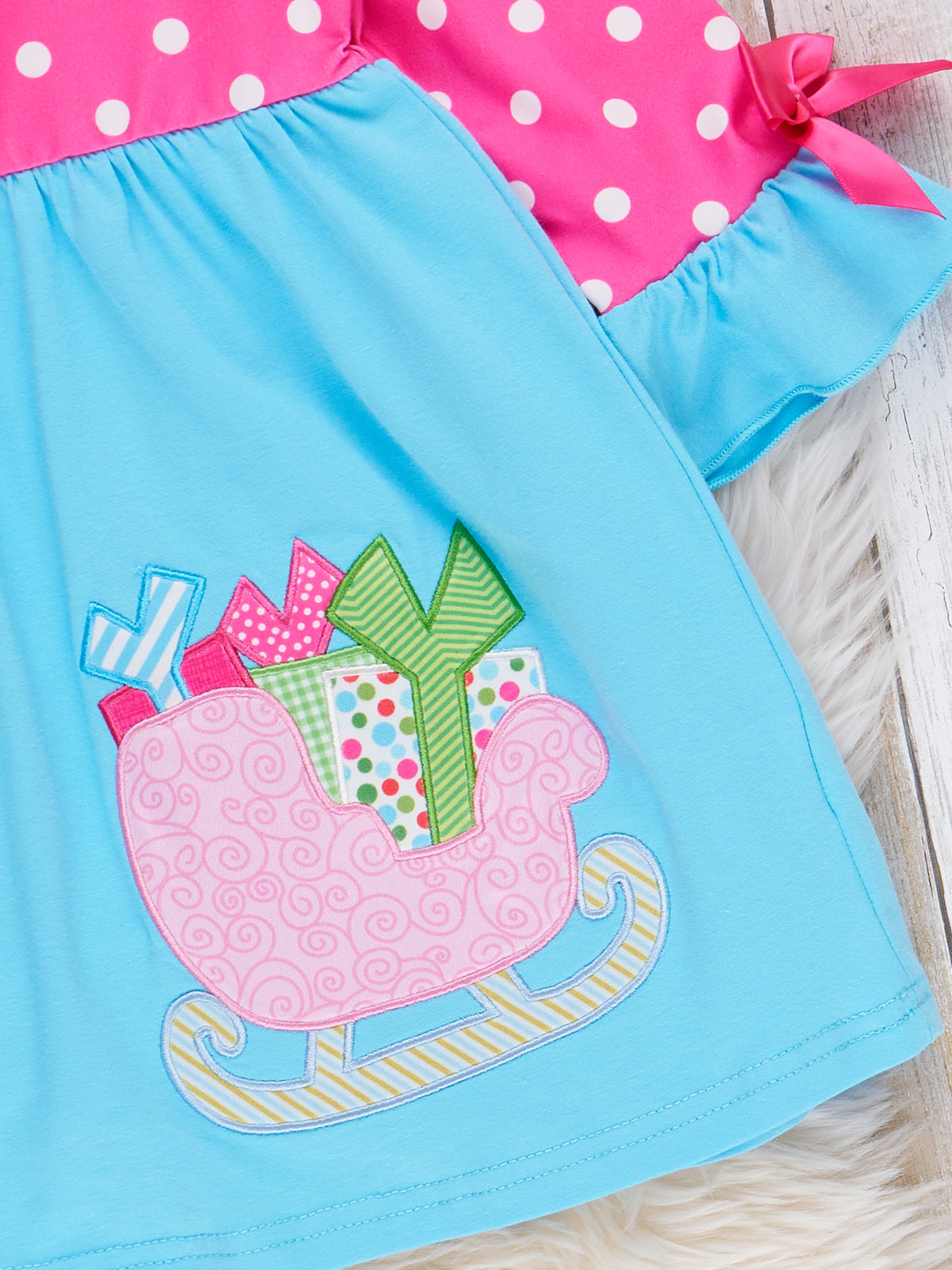 Jolly Sleigh Surprise Embroidered Dress - Marie Nicole Clothing