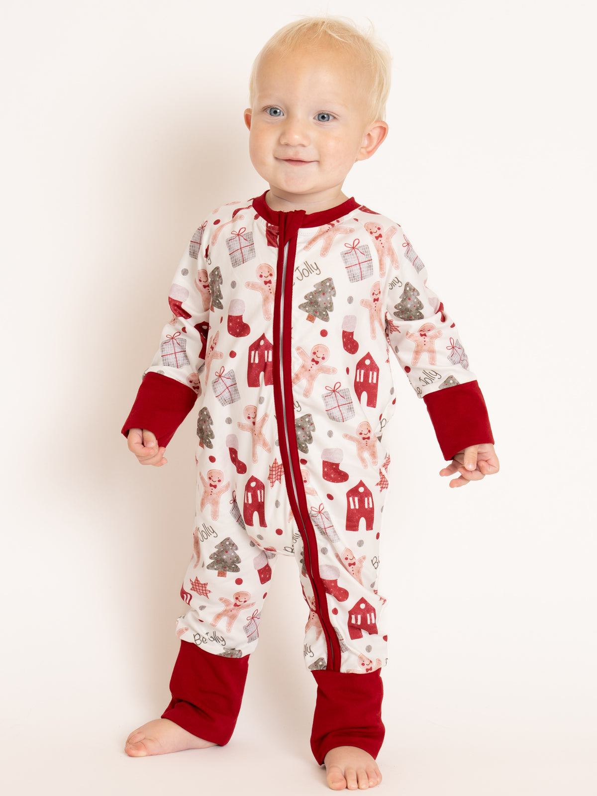 Fireside Gingerbread Zipper Sleeper Pajamas - Marie Nicole Clothing