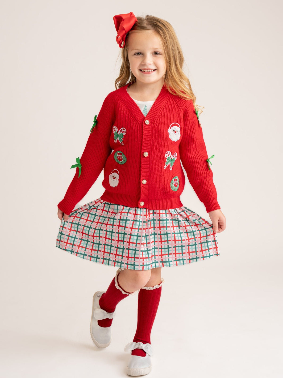 Jolly Christmas Icons Embroidered Cardigan - Marie Nicole Clothing