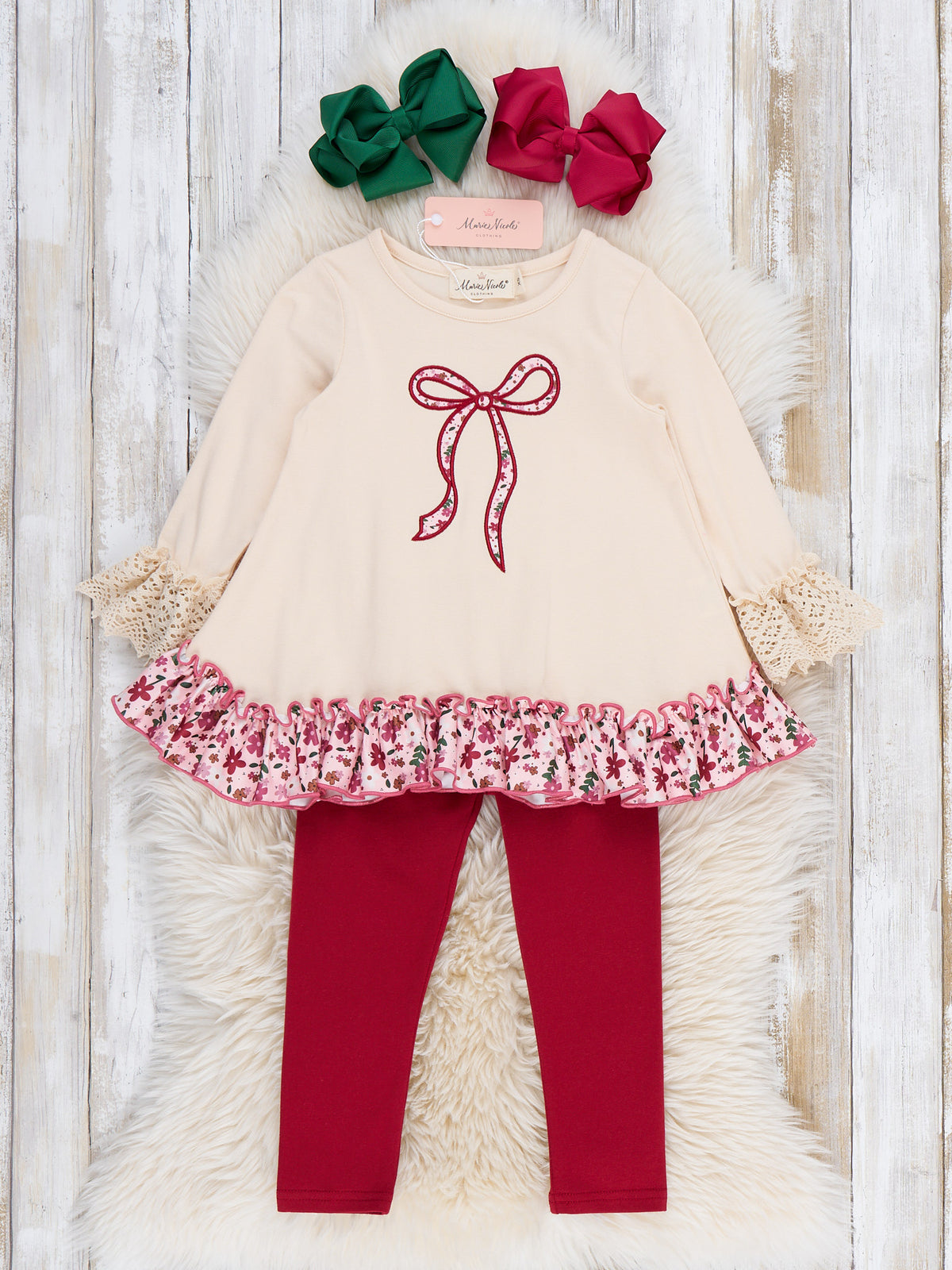 Blooming Fall Bow Ruffle Outfit - Marie Nicole Clothing
