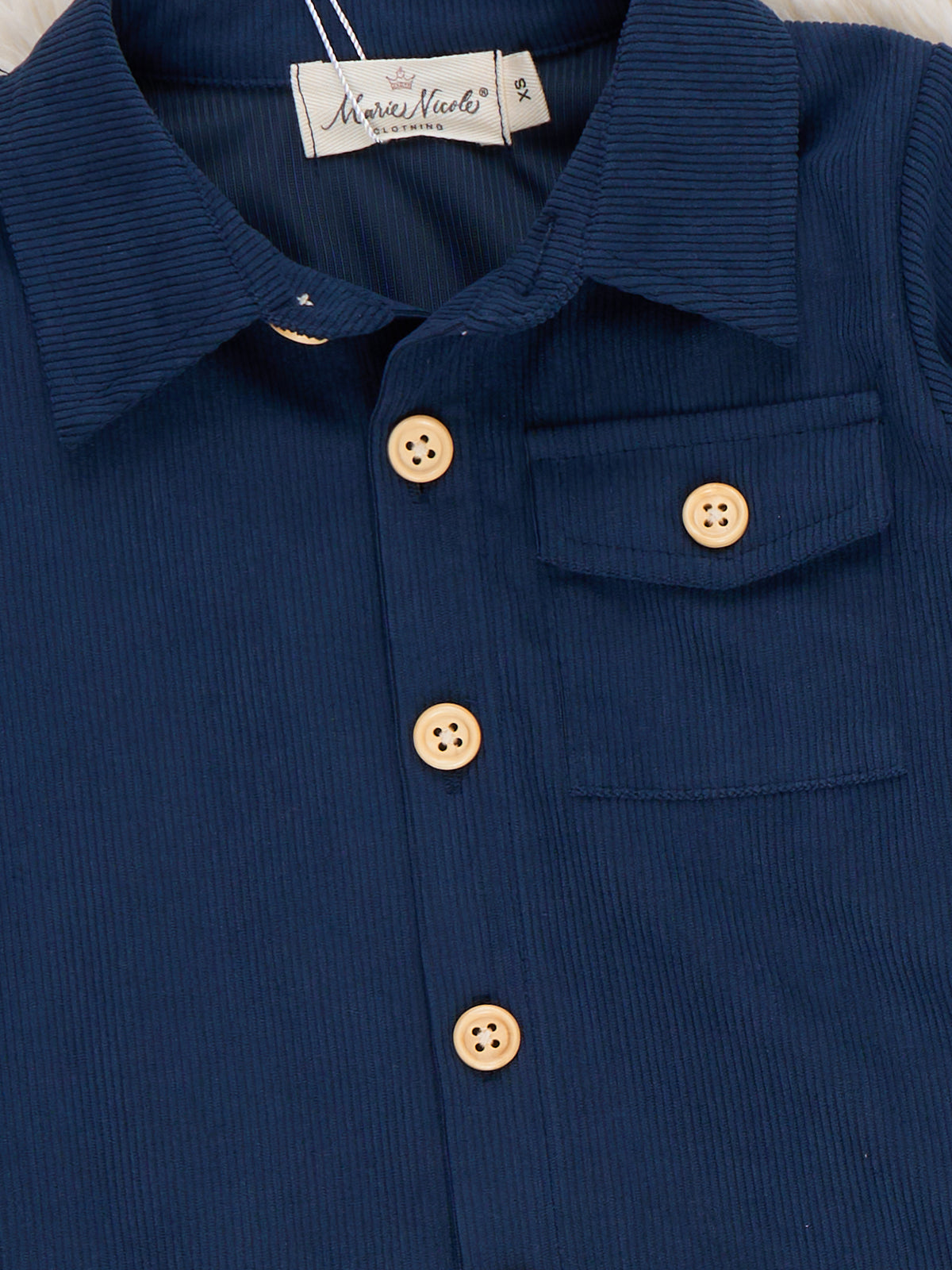 Classic Button-Up Shirt- Navy - Marie Nicole Clothing