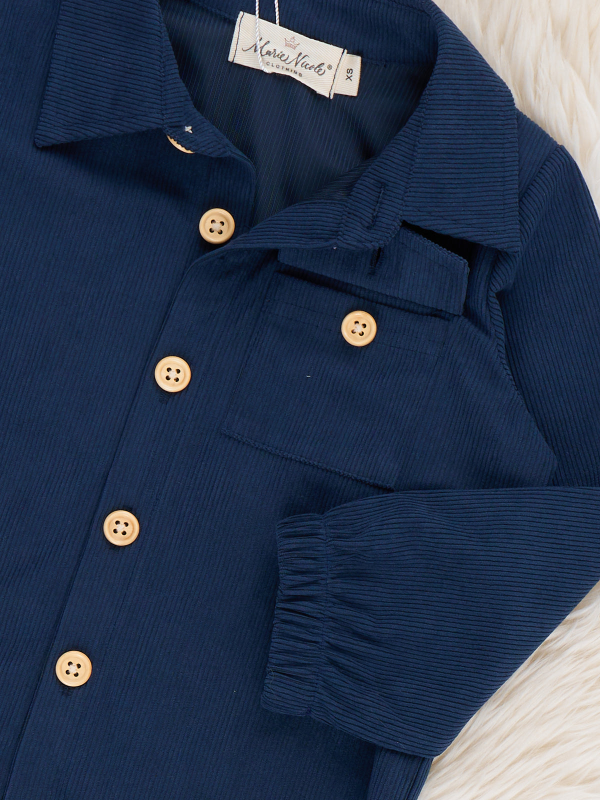 Classic Button-Up Shirt- Navy - Marie Nicole Clothing
