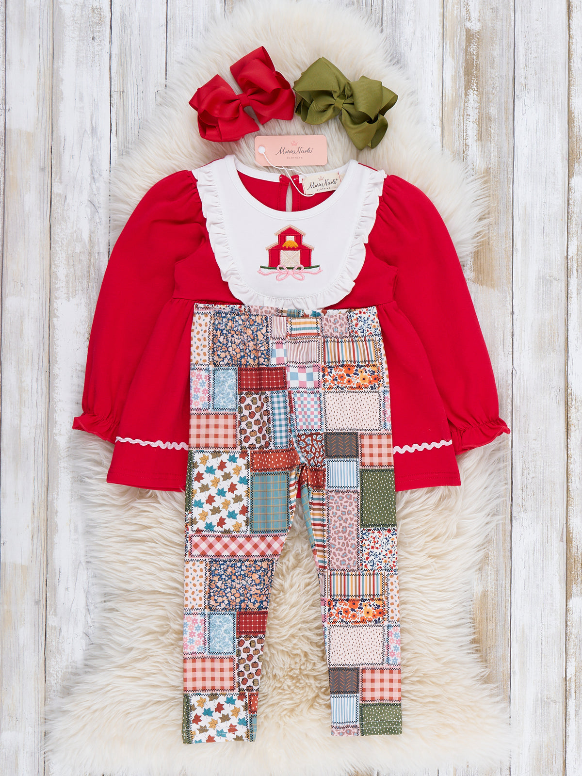 Country Barn Embroidered Outfit - Marie Nicole Clothing