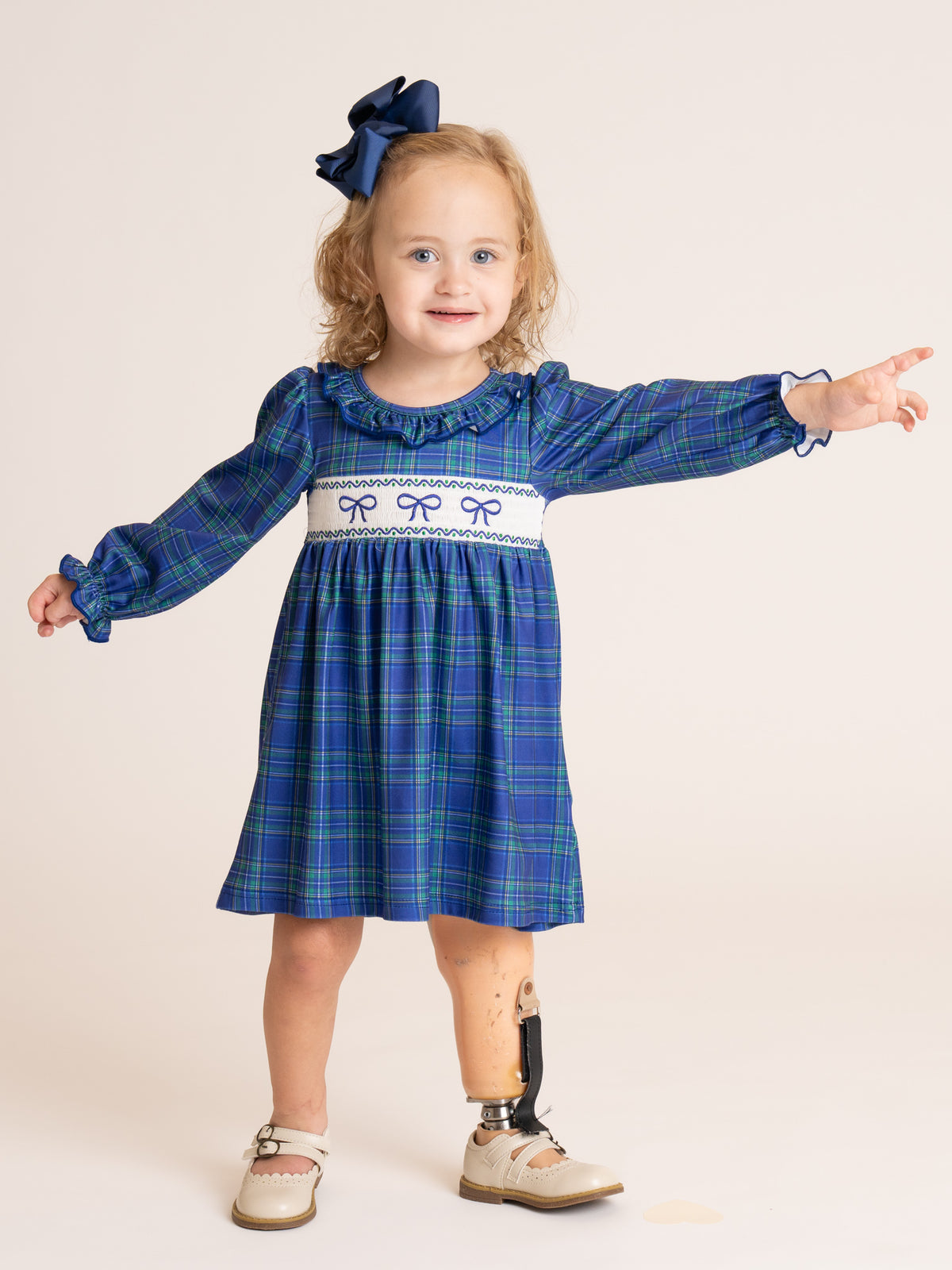 Vintage Charm Smocked Bow Dress - Marie Nicole Clothing