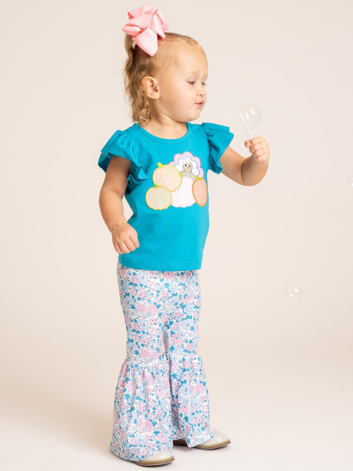 Turkey Blooms Embroidered Bell Bottom Outfit - Marie Nicole Clothing