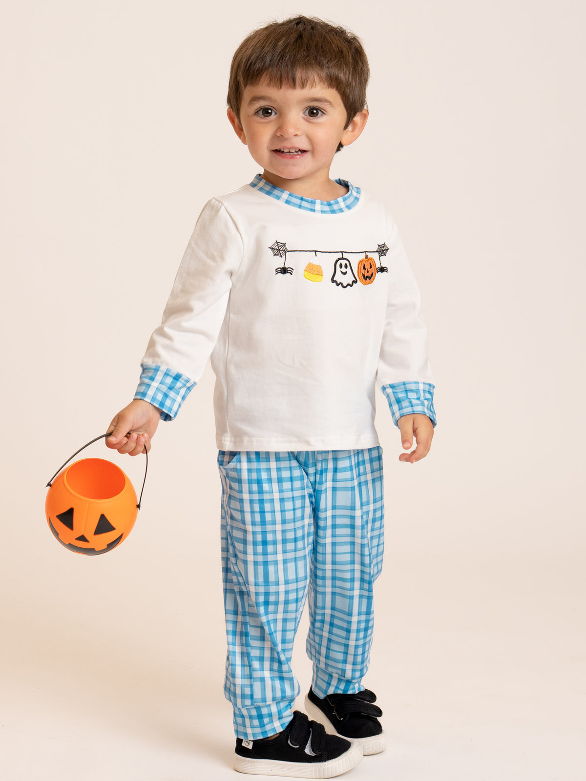 Boo Banner Buddies Embroidered Plaid Outfit - Marie Nicole Clothing