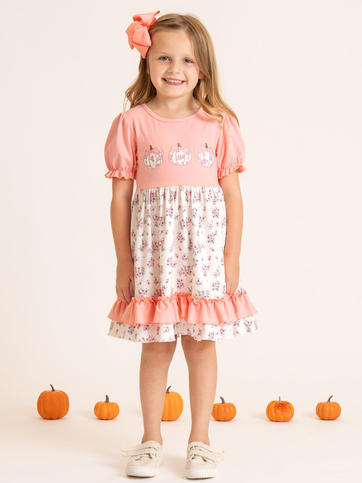 Rustic Rose Pumpkin Embroidered Dress - Marie Nicole Clothing