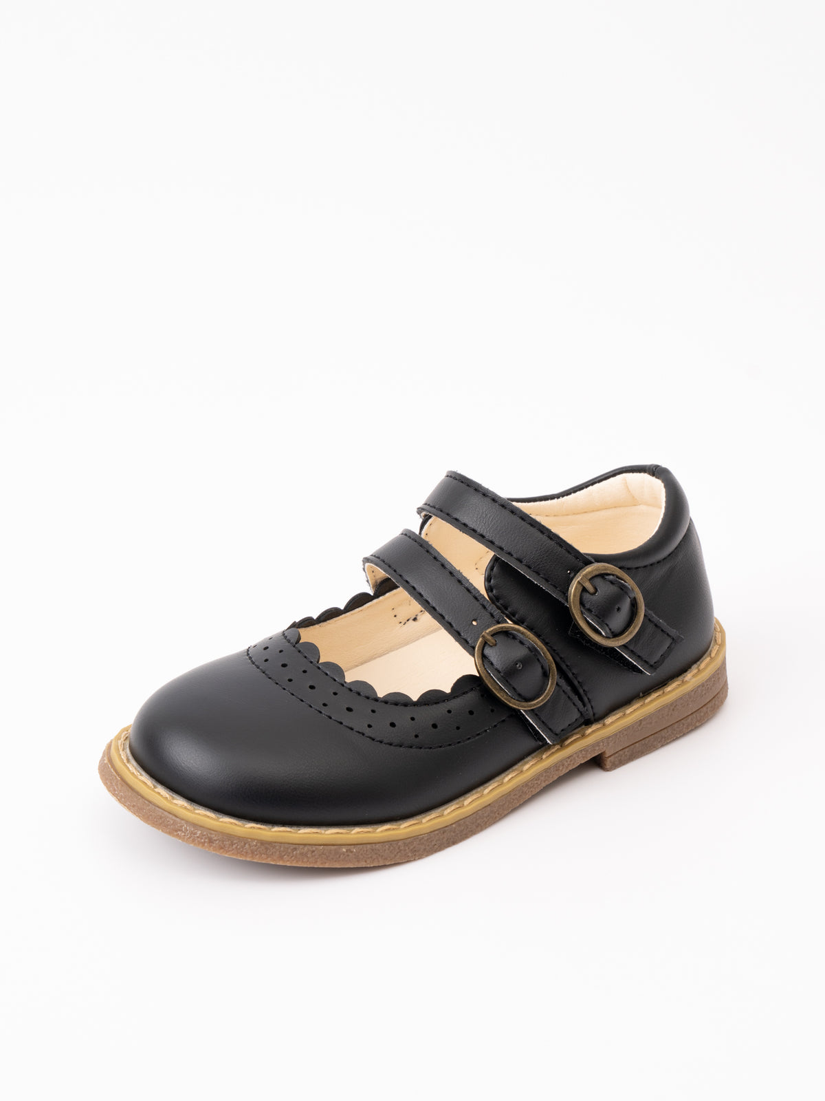 Double Buckle Mary Jane Hard Sole Shoes- Black - Marie Nicole Clothing