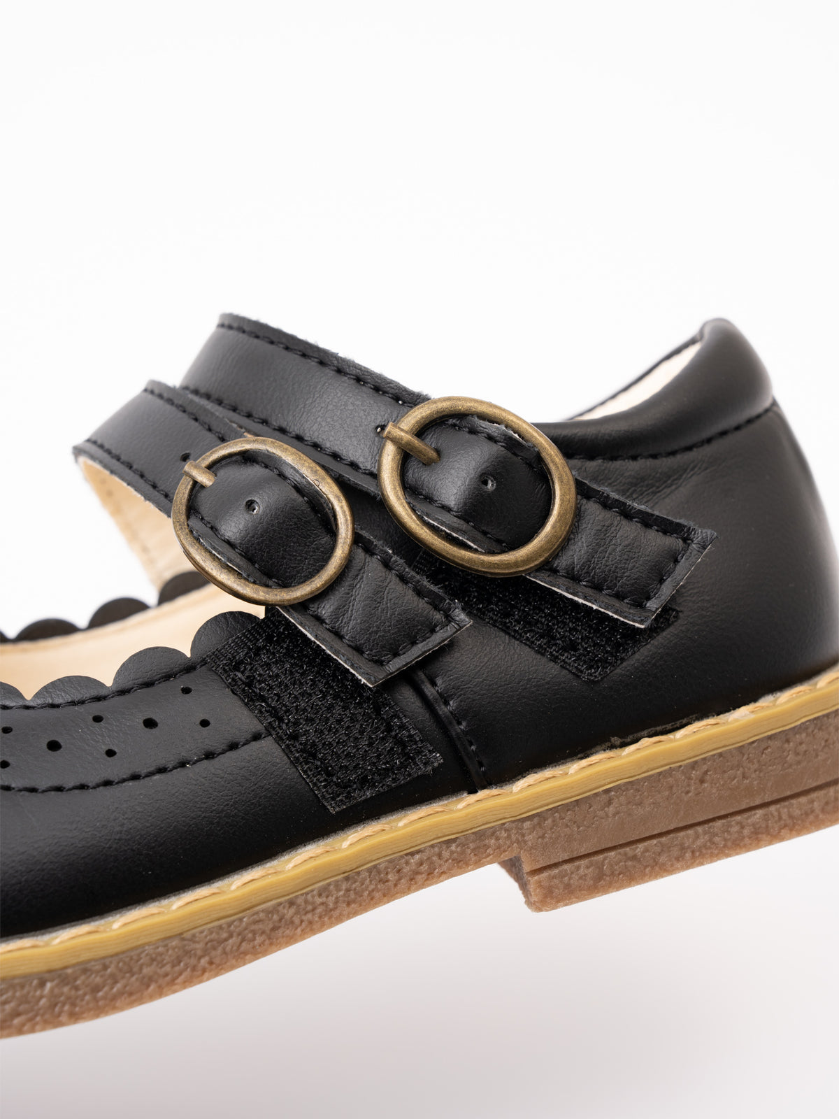 Double Buckle Mary Jane Hard Sole Shoes- Black - Marie Nicole Clothing