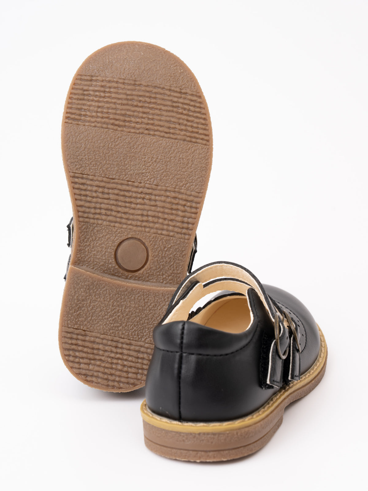 Double Buckle Mary Jane Hard Sole Shoes- Black - Marie Nicole Clothing