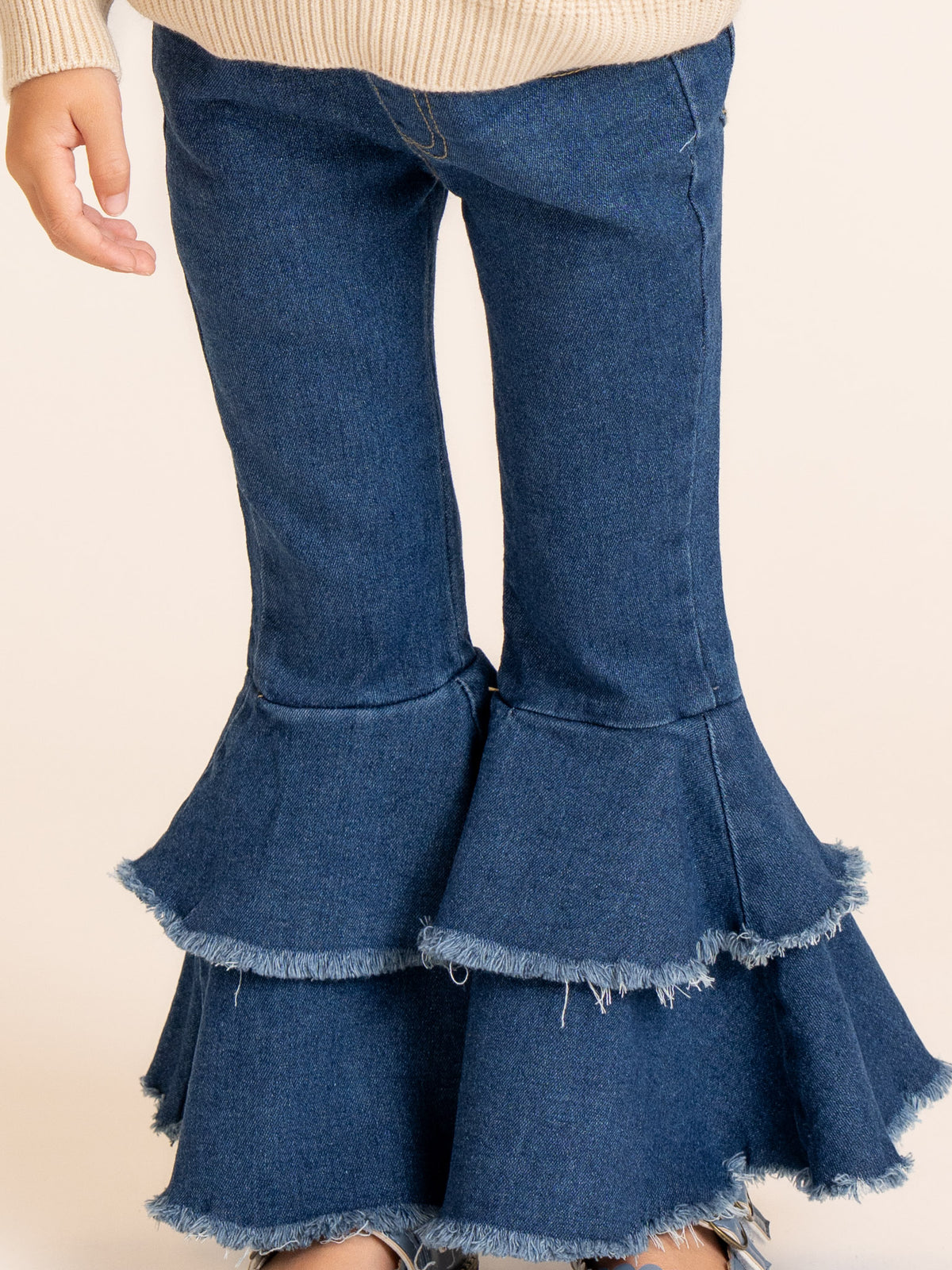 Blue Tiered Denim Bell Bottoms - Marie Nicole Clothing