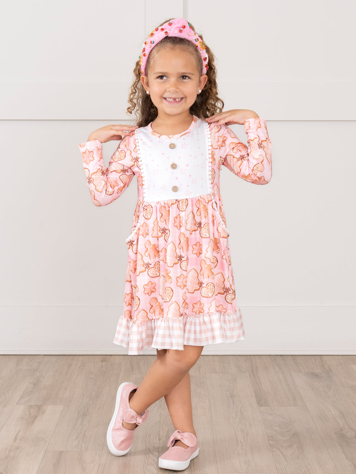 Holiday Sugar Cookies Ruffle Dress - Marie Nicole Clothing