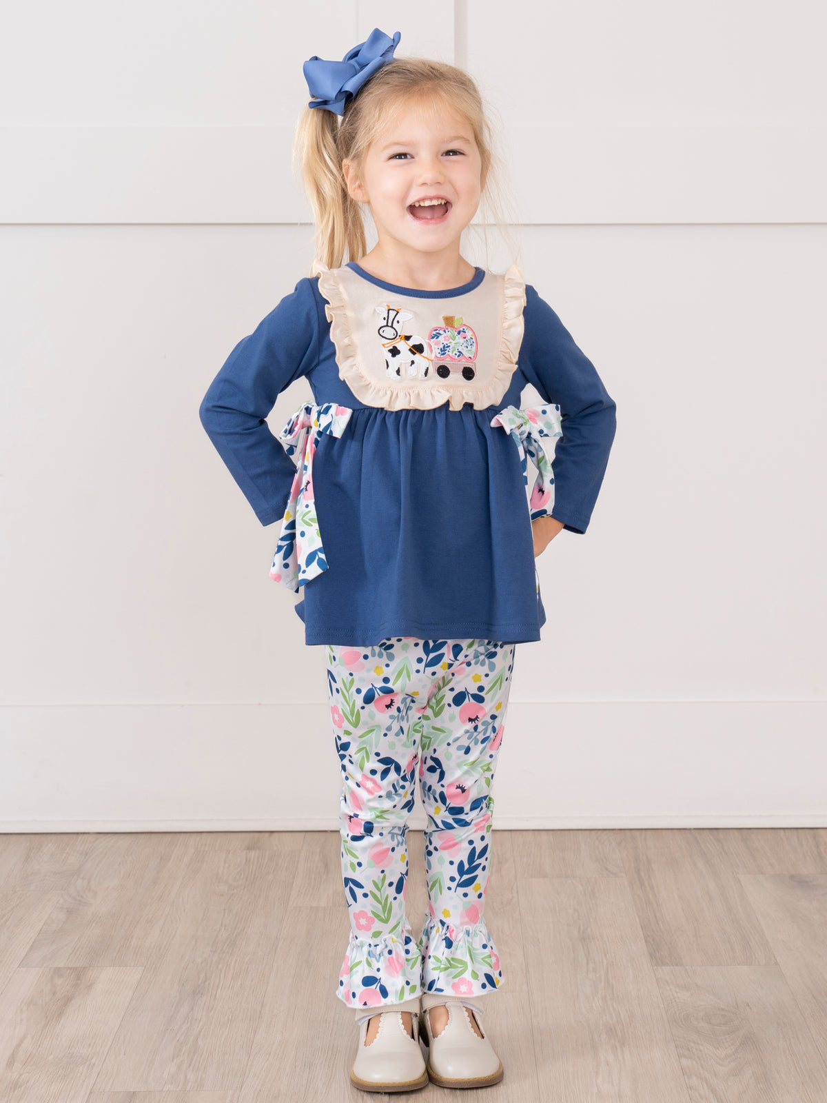 Farm Friends Pumpkin Ride Embroidered Ruffle Outfit - Marie Nicole Clothing