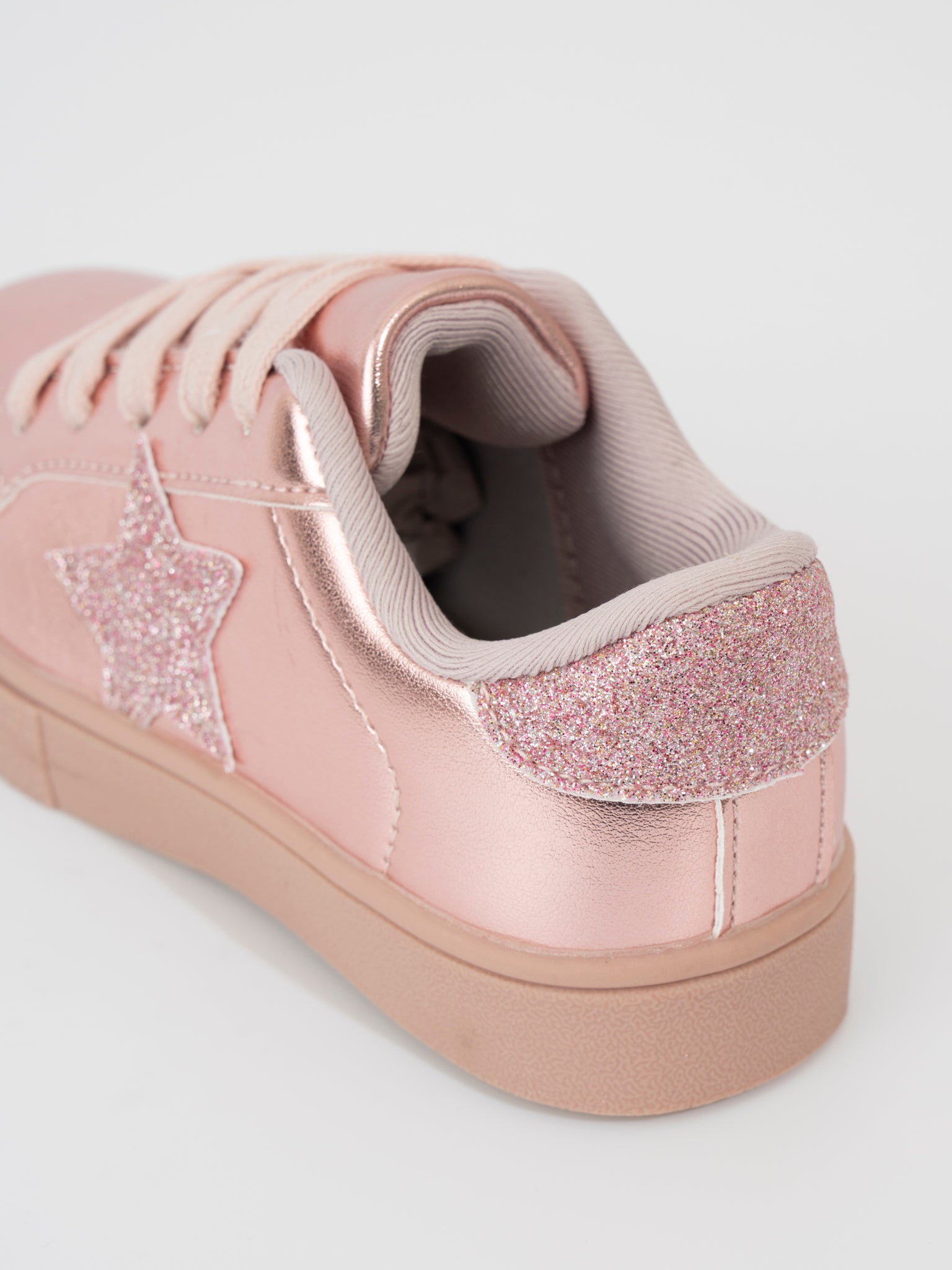 Girls' Sparkle Star Sneaker - Metallic Pink - Marie Nicole Clothing