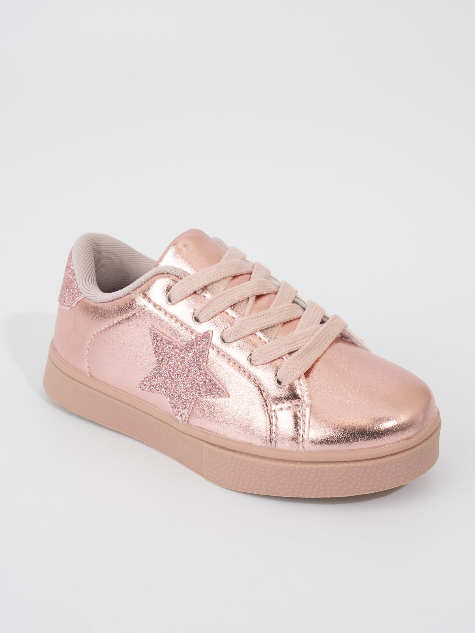 Girls' Sparkle Star Sneaker - Metallic Pink - Marie Nicole Clothing