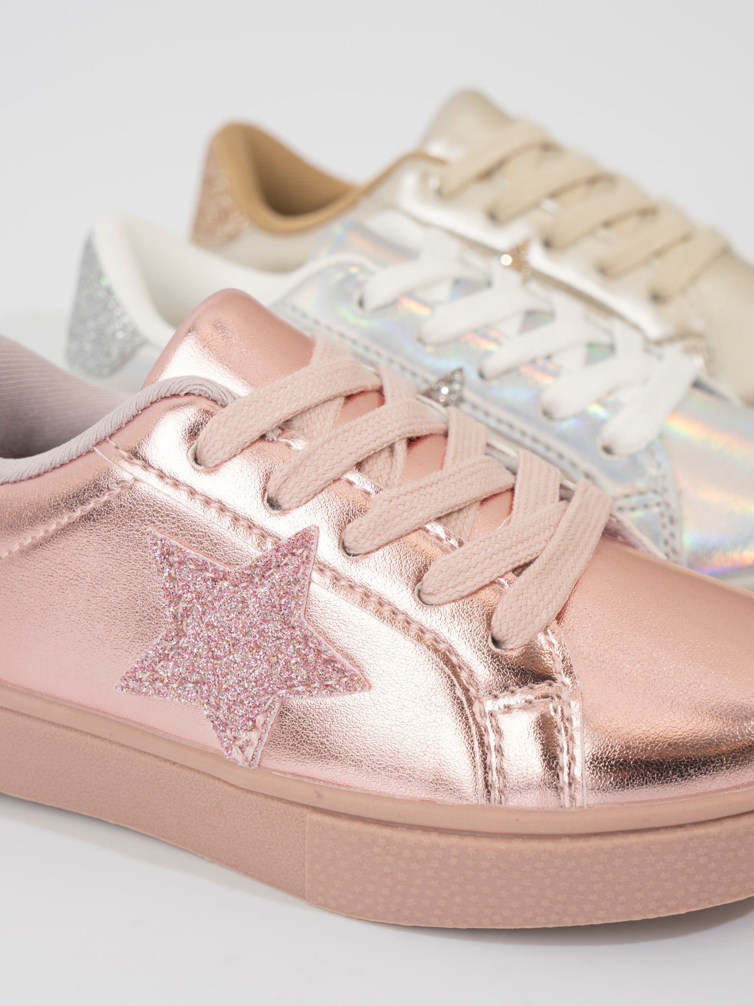 Girls' Sparkle Star Sneaker - Metallic Pink - Marie Nicole Clothing