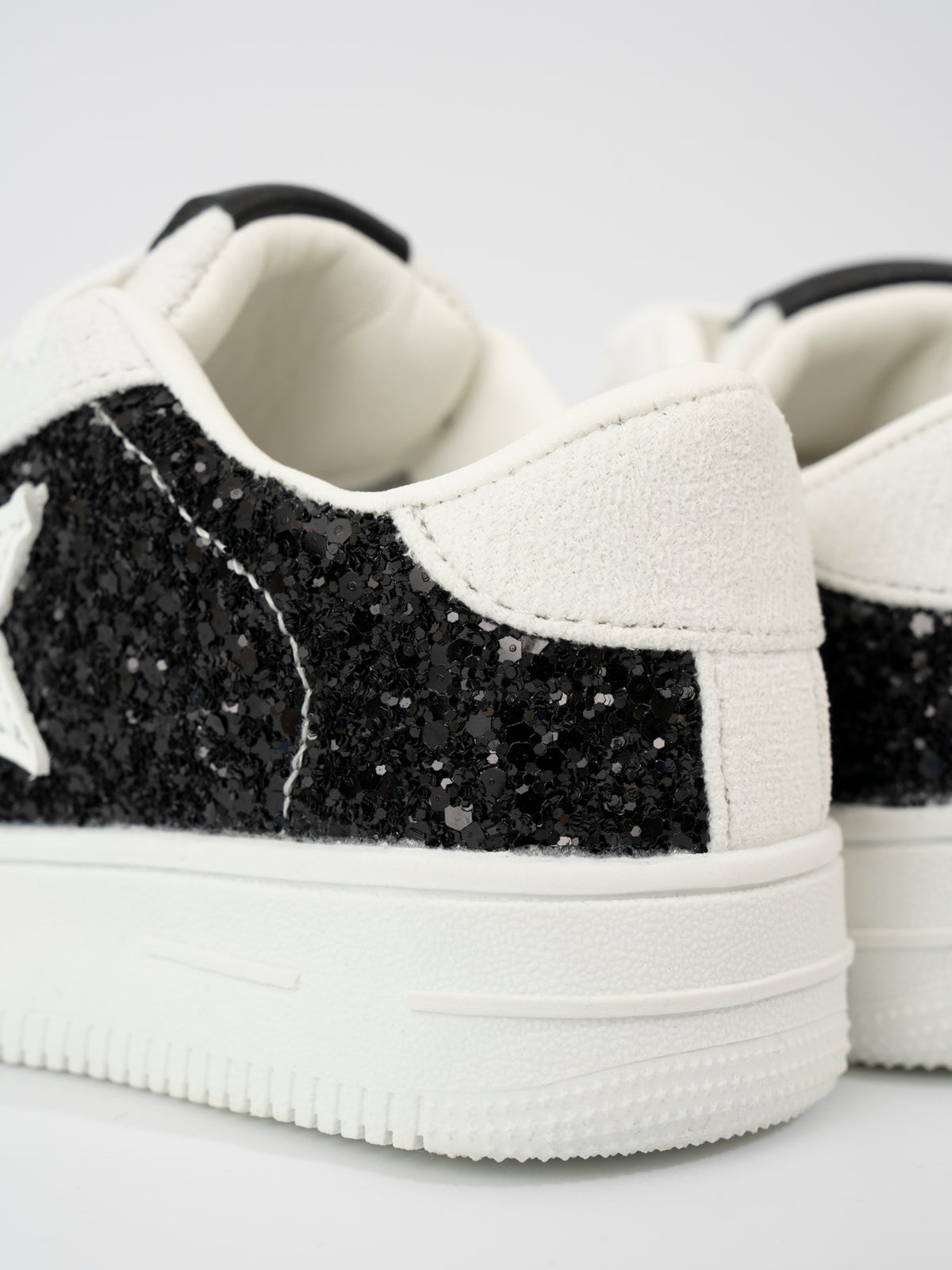 Girls' Sparkle Star Sneaker - Black Glitter - Marie Nicole Clothing