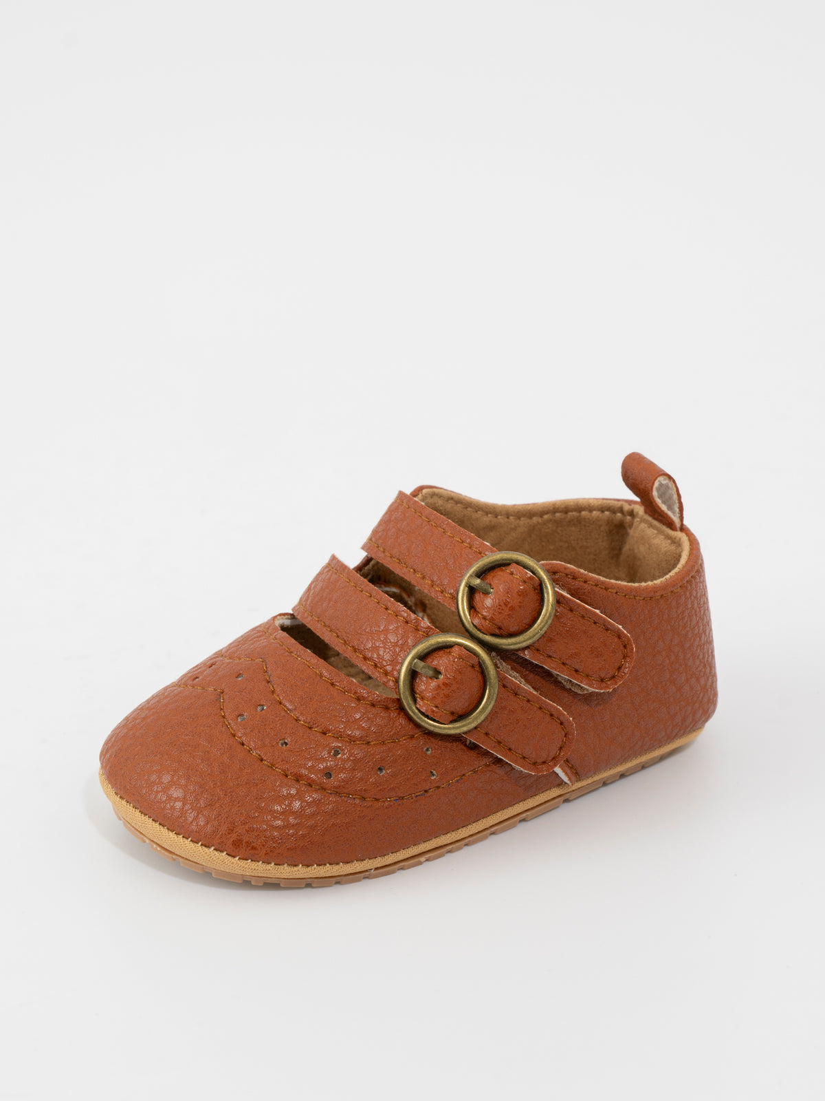 Double Buckle Mary Jane Baby Shoe Brown - Marie Nicole Clothing
