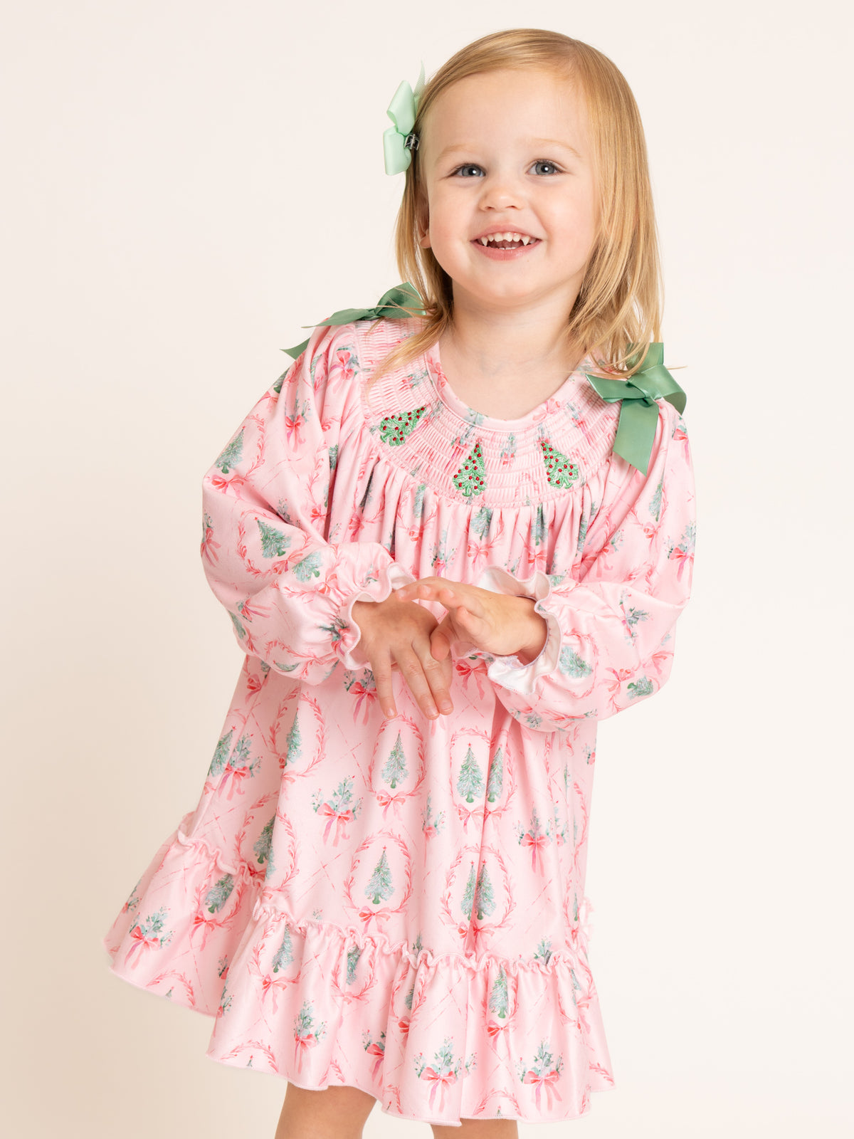 Holiday Tree Charm Ruffle Dress - Marie Nicole Clothing