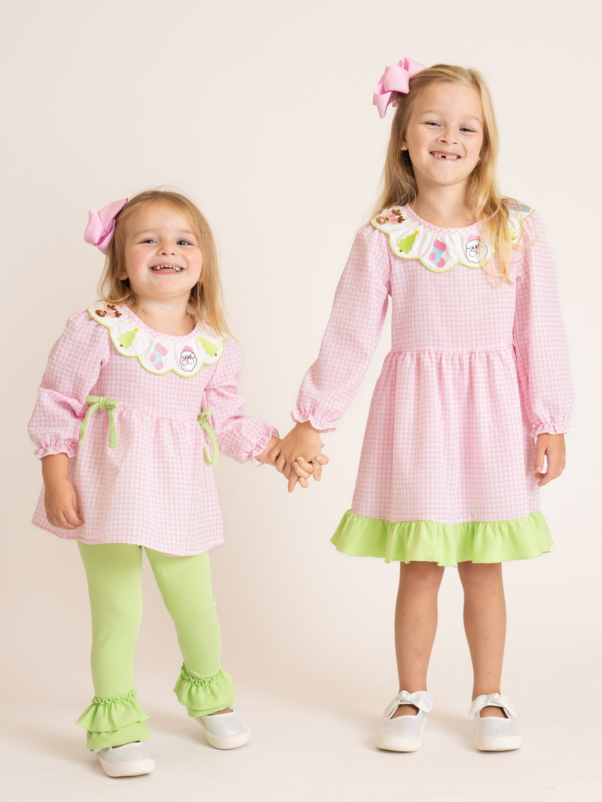 Christmas Celebration Gingham Embroidered Dress - Marie Nicole Clothing
