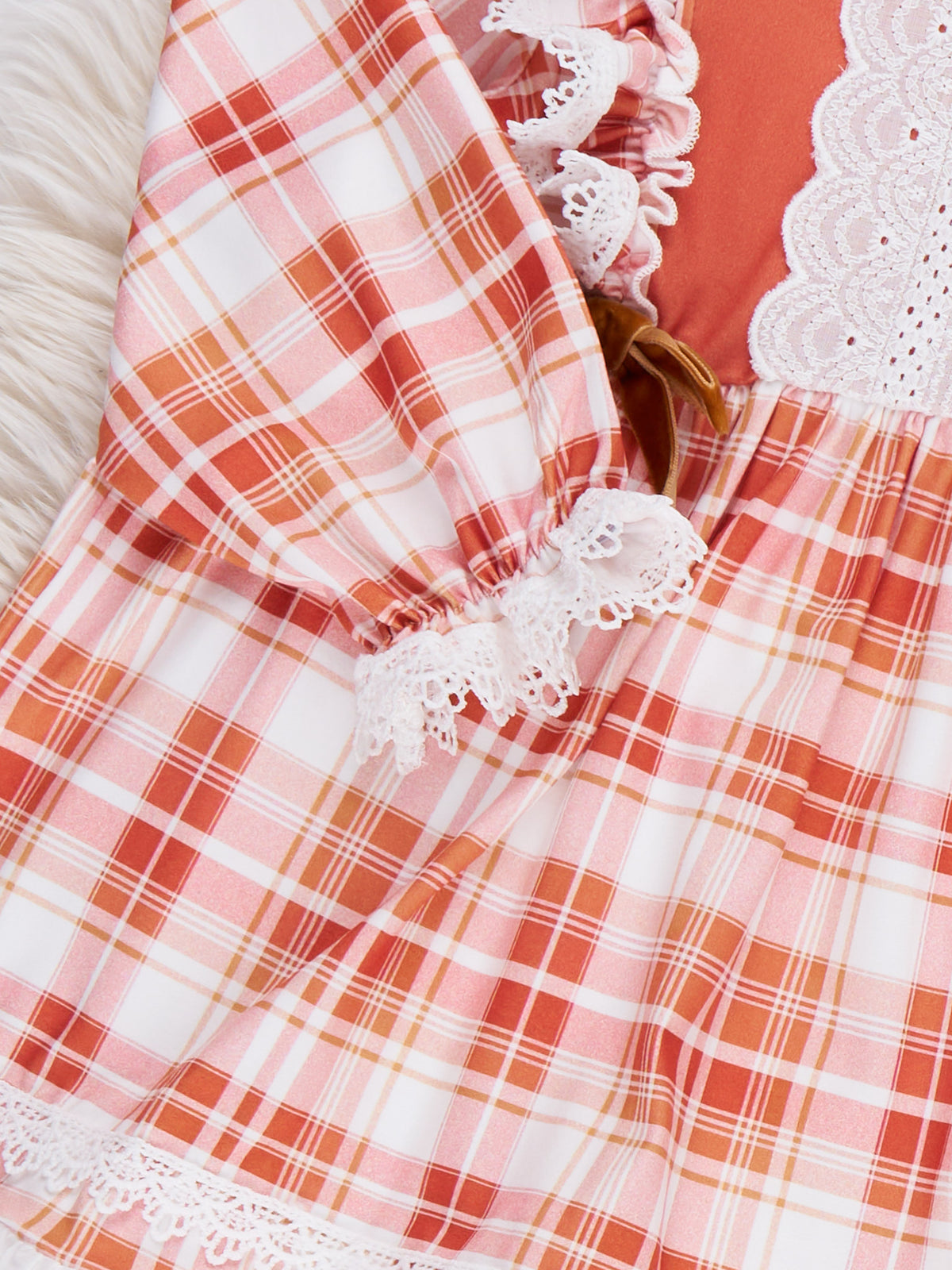 Harvest Plaid Lace Ruffle Dress - Marie Nicole Clothing