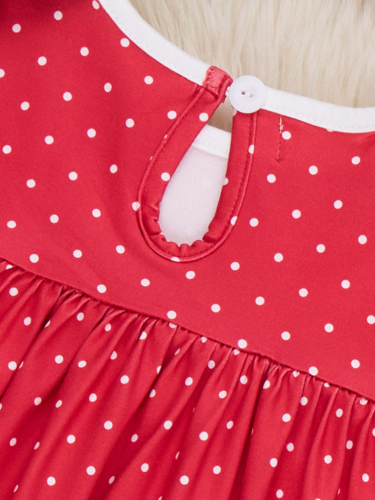 Candy Cane Embroidered Scalloped Collar Bow Dress - Marie Nicole Clothing