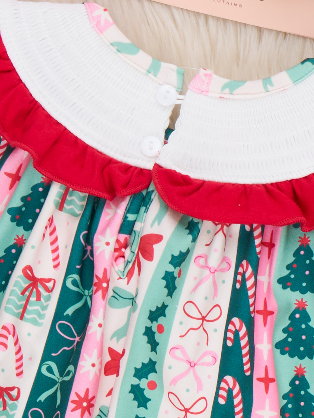 Wonderland Wishes Christmas Tree & Bow Embroidered Dress - Marie Nicole Clothing