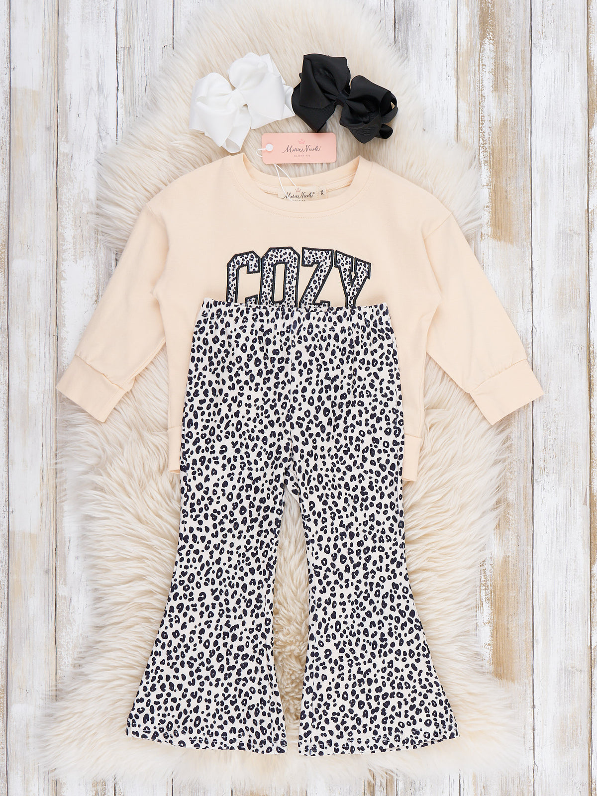 "Cozy Season" Leopard Bell Bottom Outfit - Marie Nicole Clothing