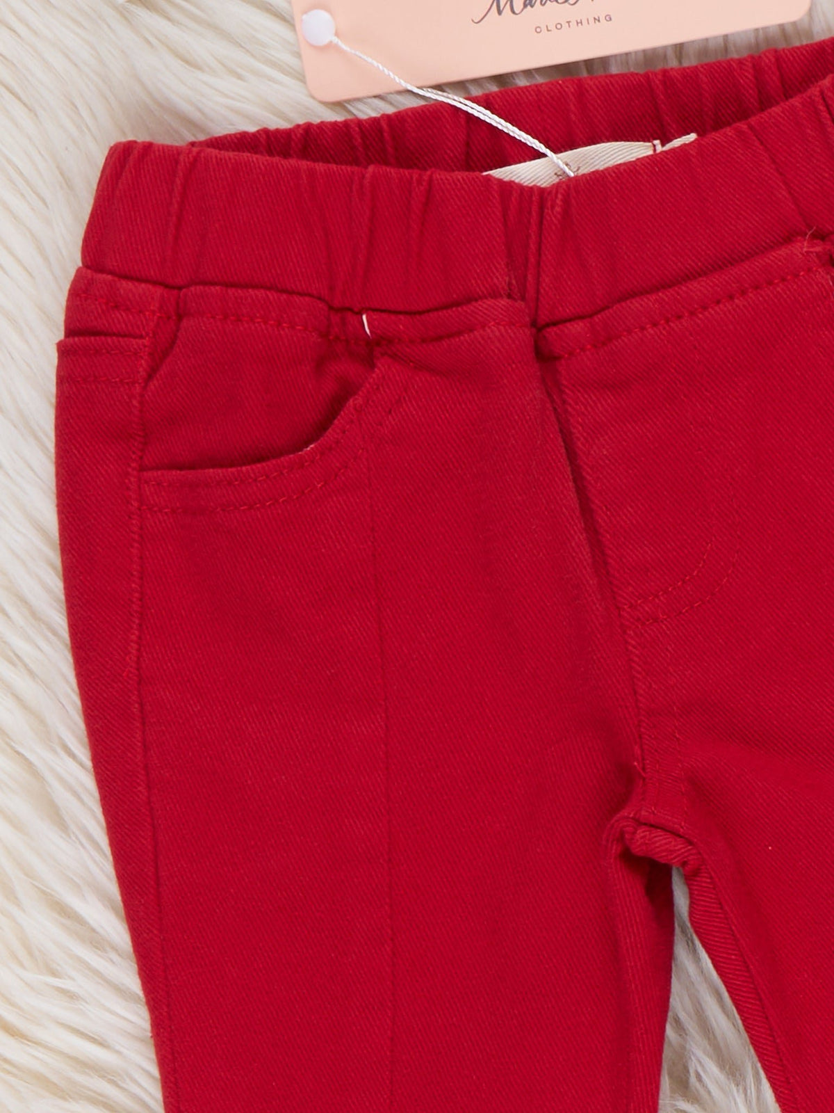 Crimson Ruffle Bell Bottom Jeans - Marie Nicole Clothing