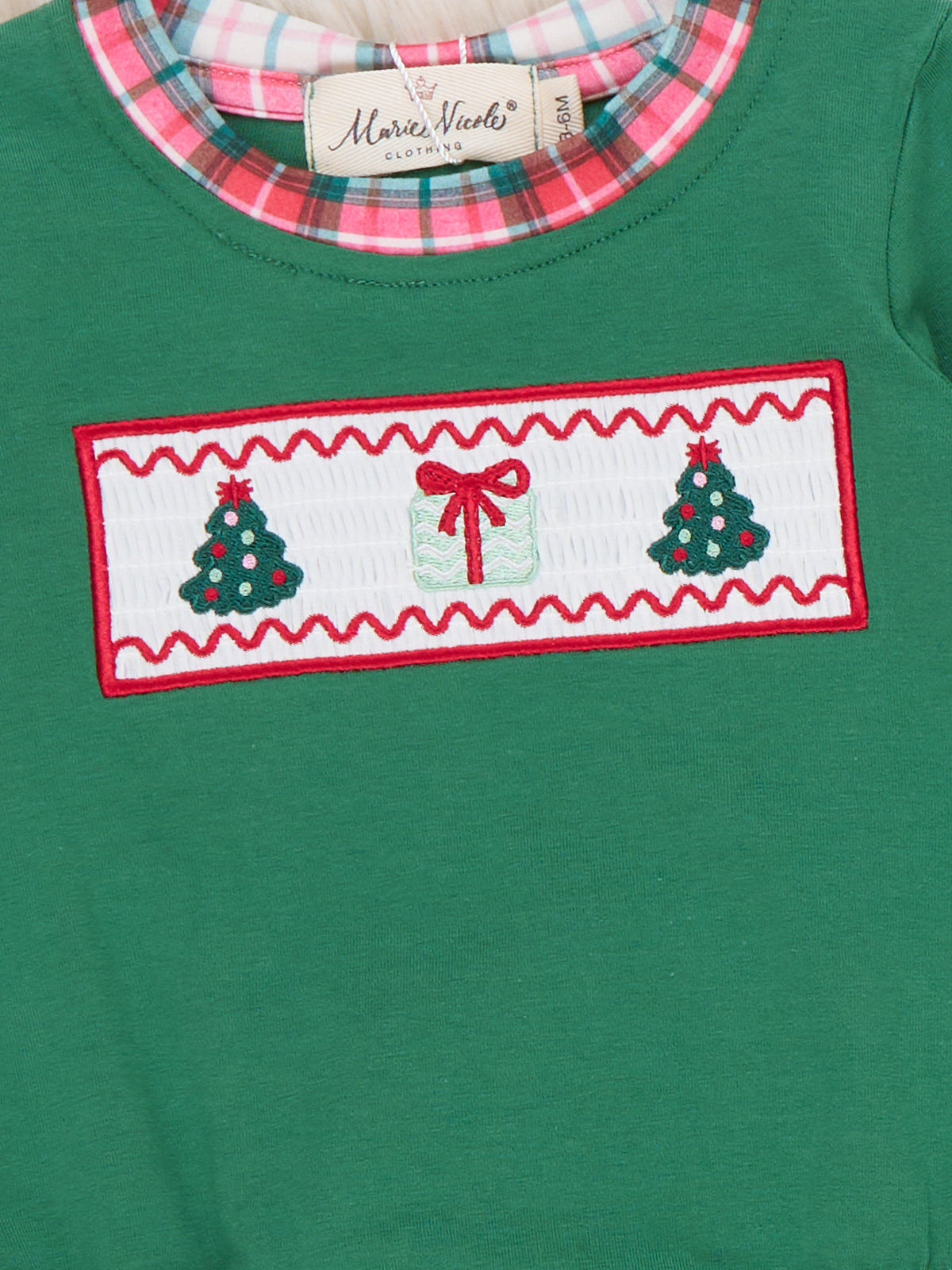 Wooderland Wishes Christmas Tree Smocked Plaid Romper - Marie Nicole Clothing