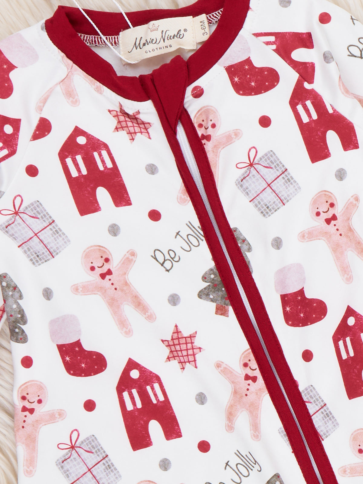 Fireside Gingerbread Zipper Sleeper Pajamas - Marie Nicole Clothing