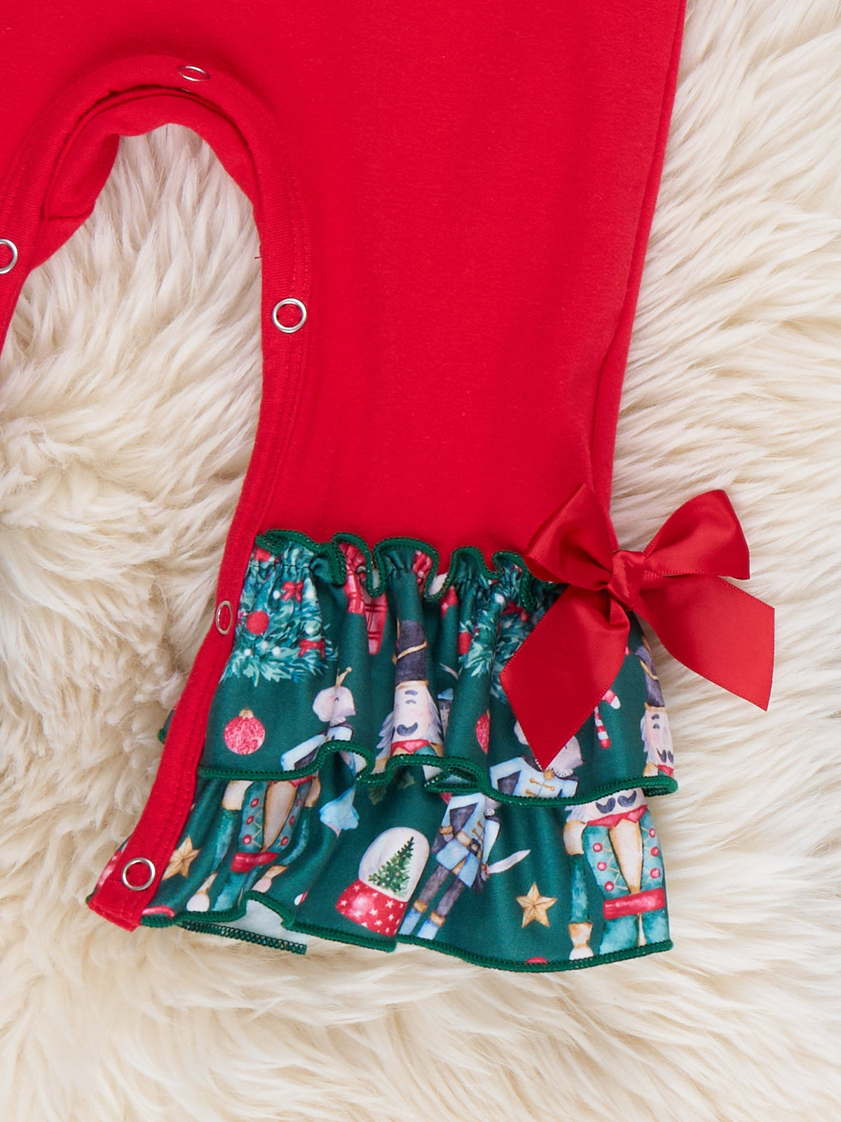 Nutcracker Noel Embroidered Ruffle Romper - Marie Nicole Clothing