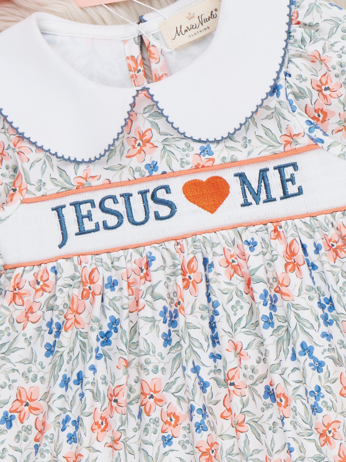 Graceful Floral "Jesus Loves Me" Dress - Marie Nicole Clothing
